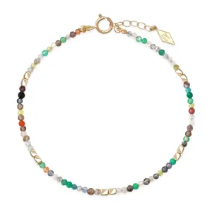 14K Gold Mini Faceted Gem Healing Bracelet: Mixed Gems