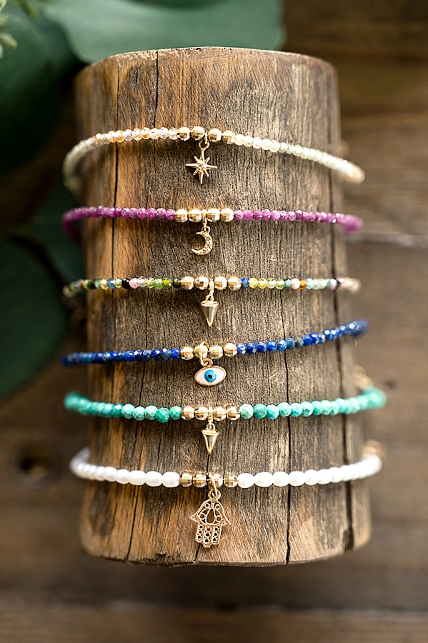 14k Gold "Special Edition" Mini Gem Healing Charm Bracelet