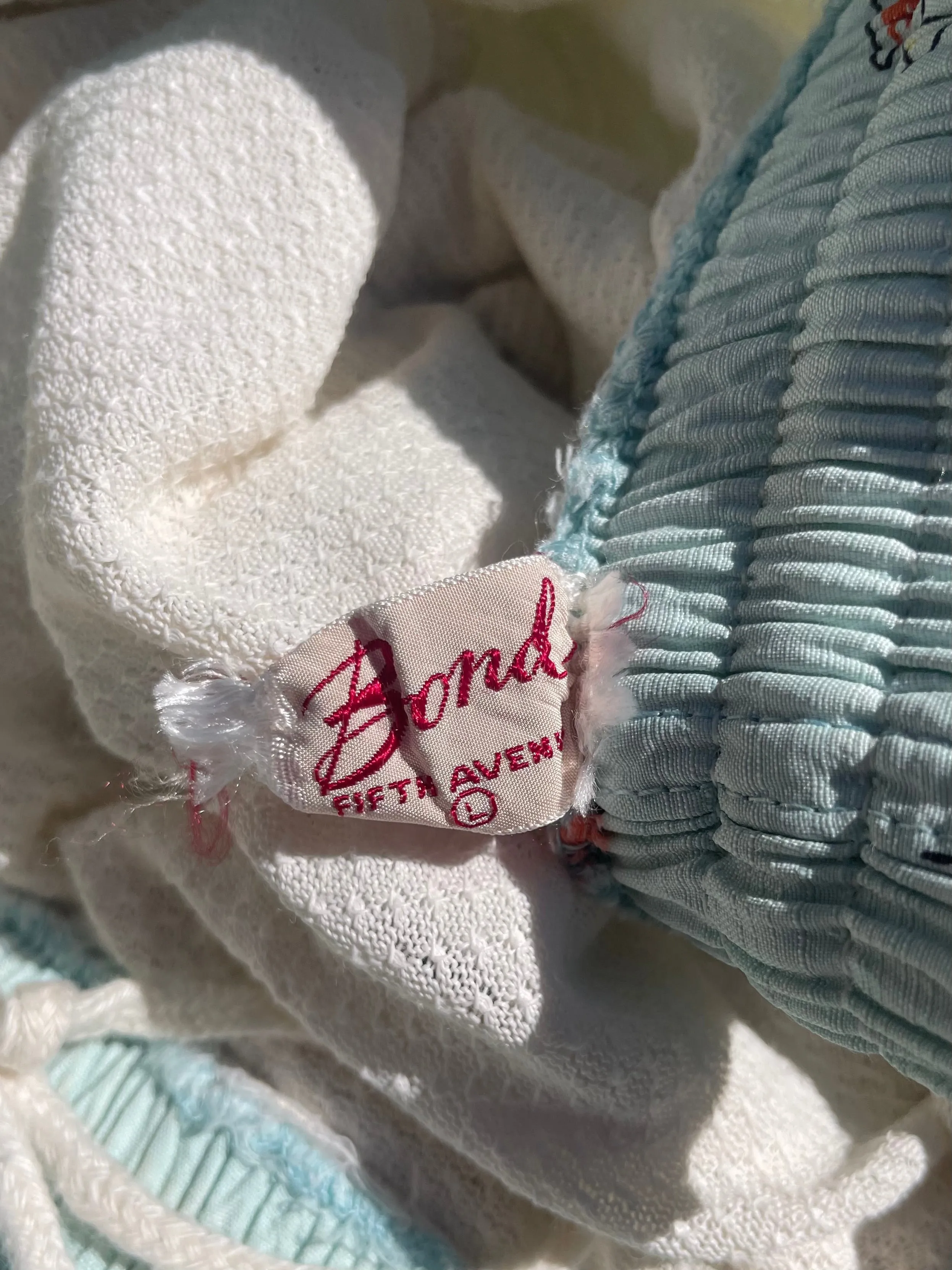 1940s Minty Seafoam Hawaiiana Print Summer Swim/Play Shorts