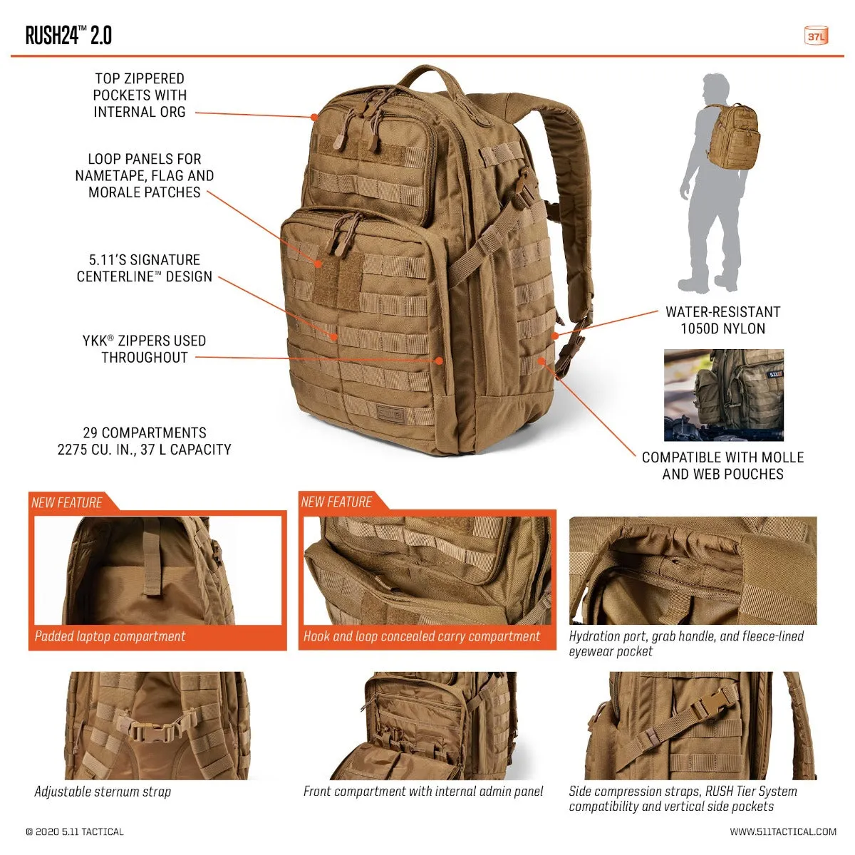 5.11 RUSH 24 2.0 BACKPACK 37L