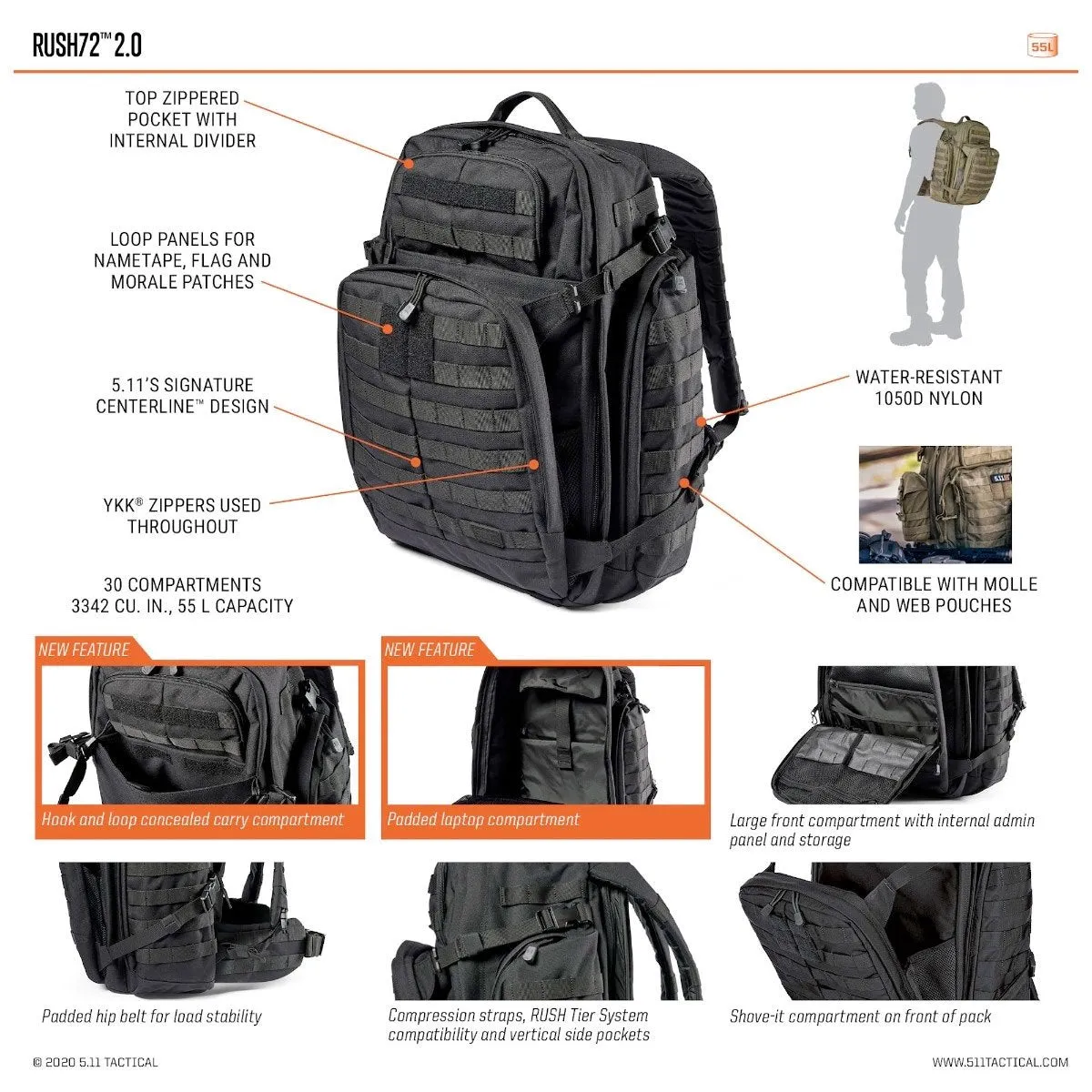 5.11 Tactical Rush 72 Backpack 2.0 Multicam