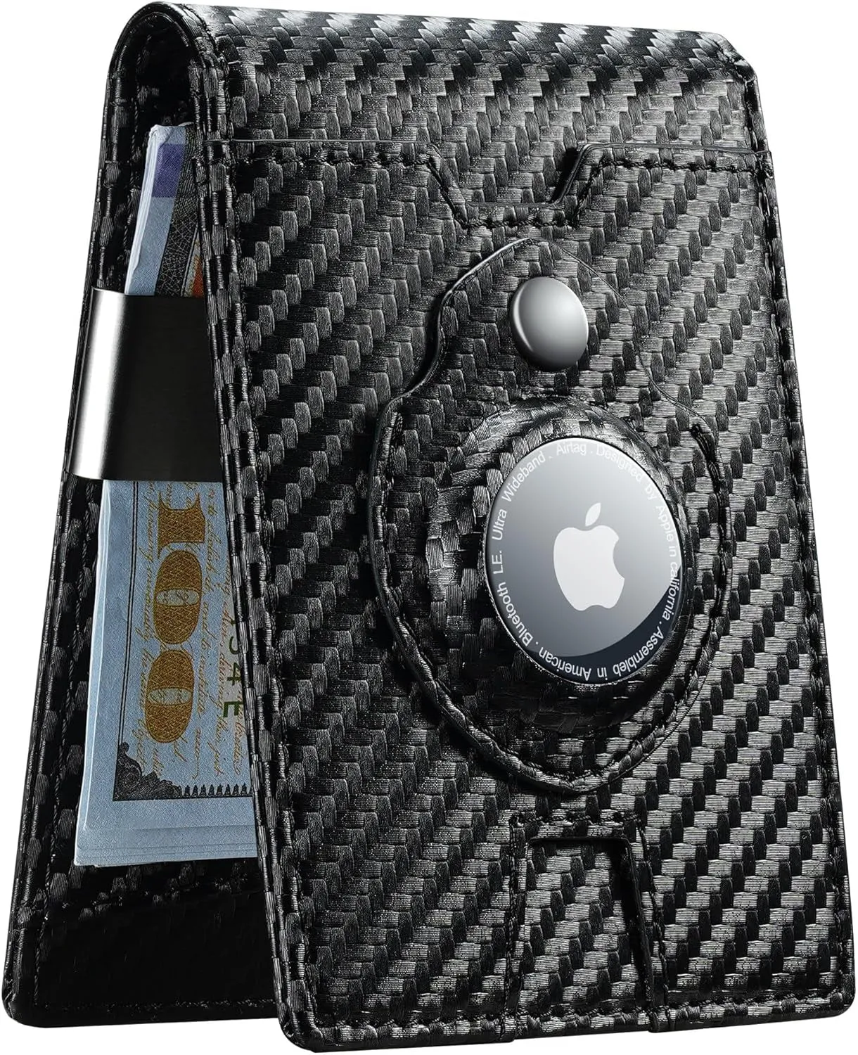 Airtag Wallet Men RFID Blocking Bifold Wallet with Airtag Holder