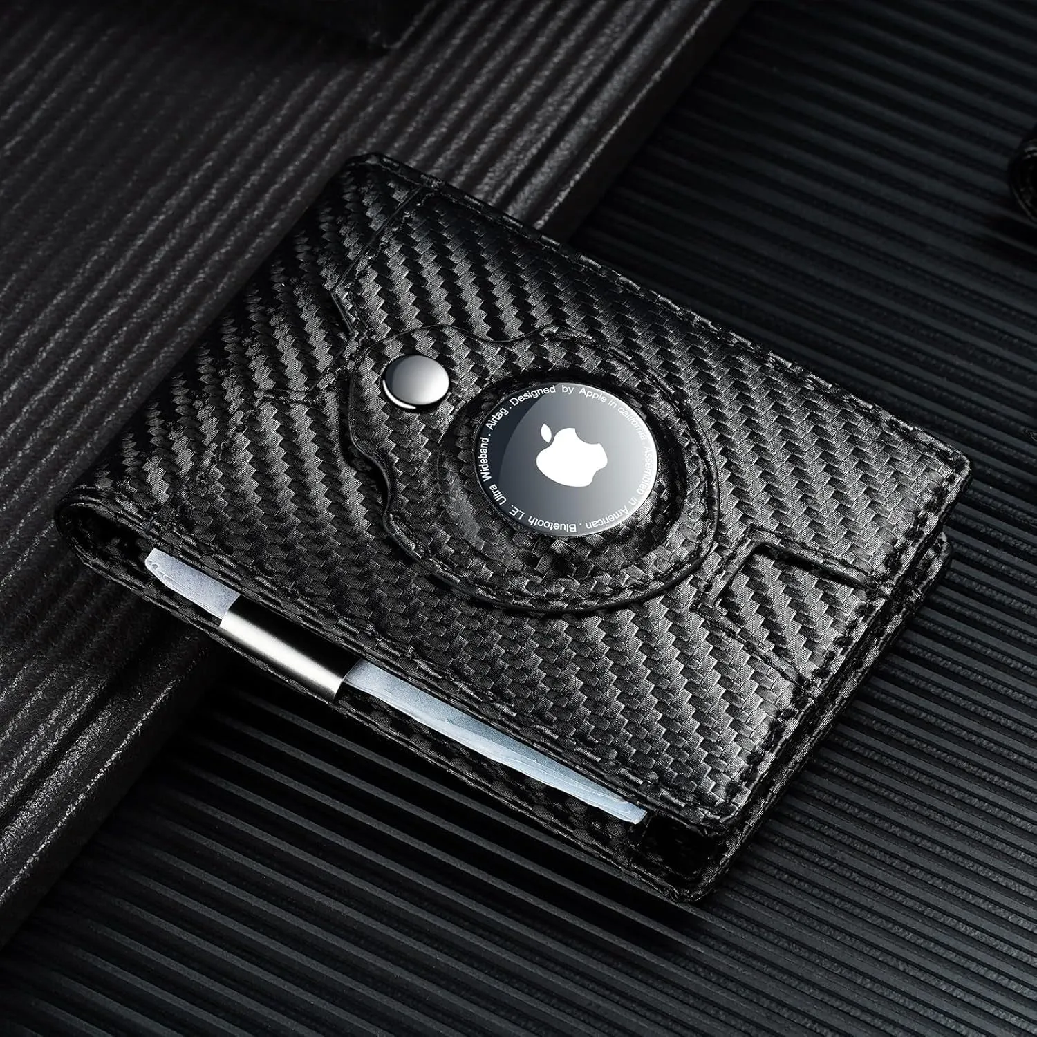 Airtag Wallet Men RFID Blocking Bifold Wallet with Airtag Holder