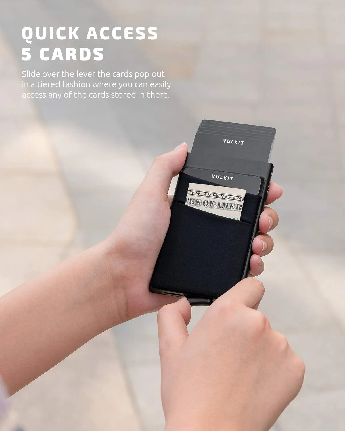 Aluminum Card Holder with Money Pocket Pop Up Wallet