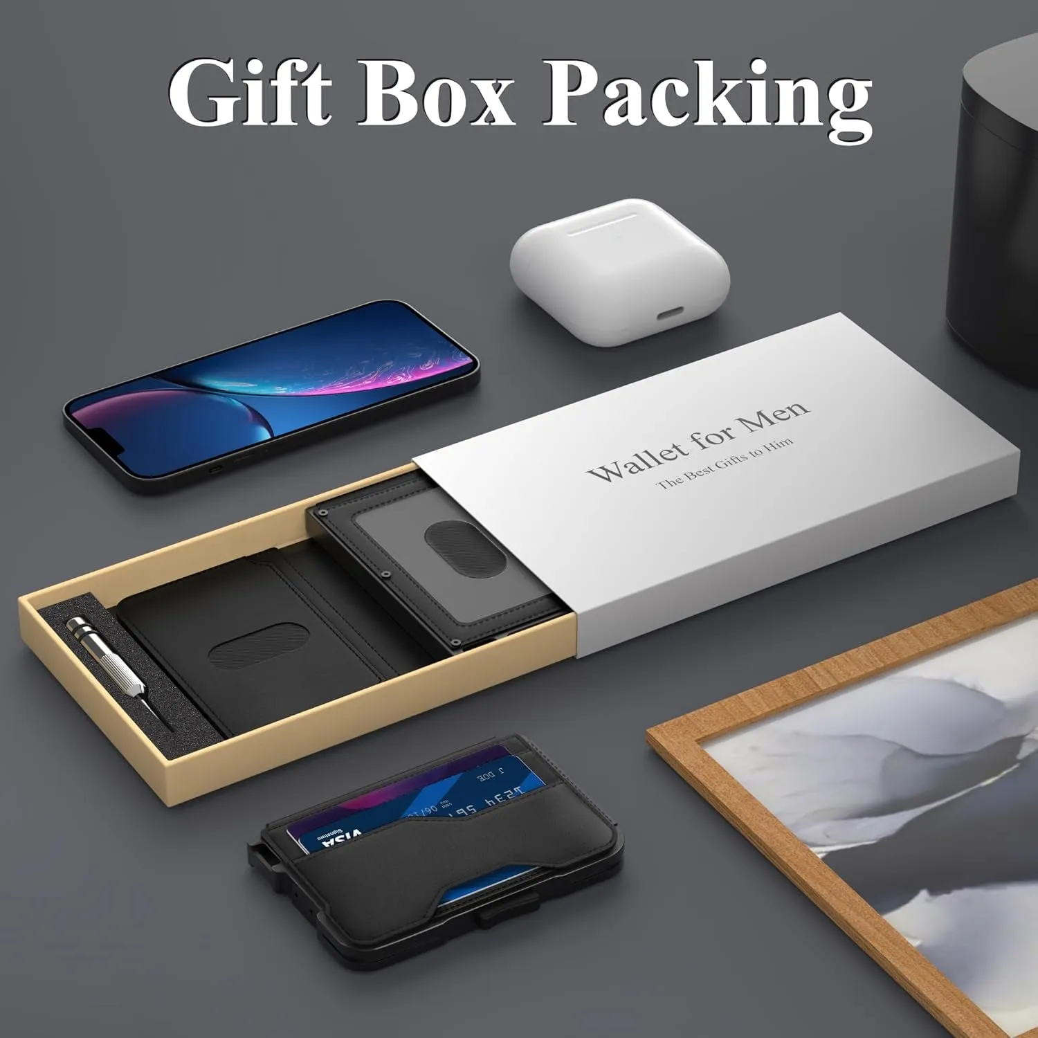 Aluminum Pop Up Card Case RFID Blocking Bifold Wallets For Men
