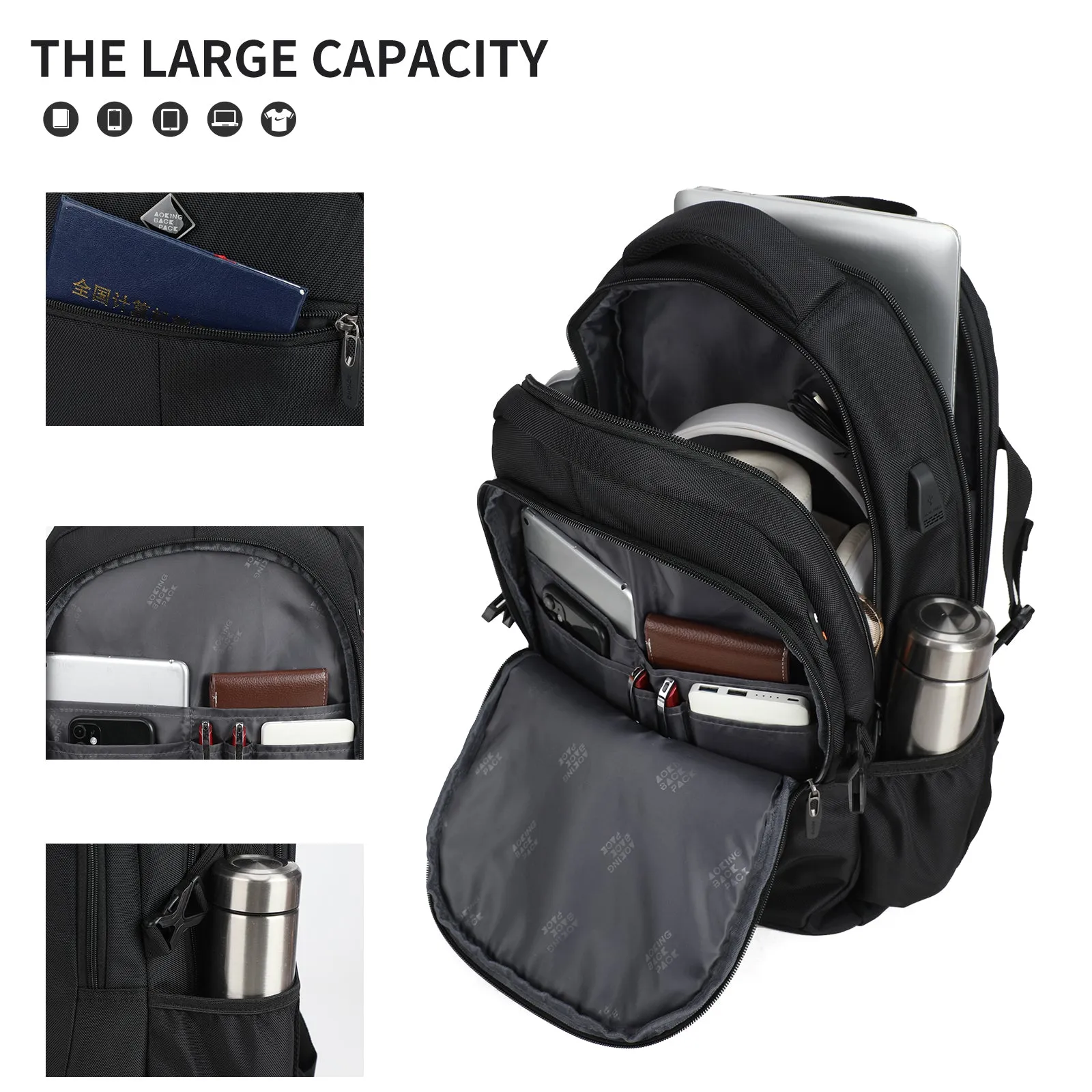 Aoking 15.6''Laptop Business Office Backpack Large Capacity Backpack SN97095