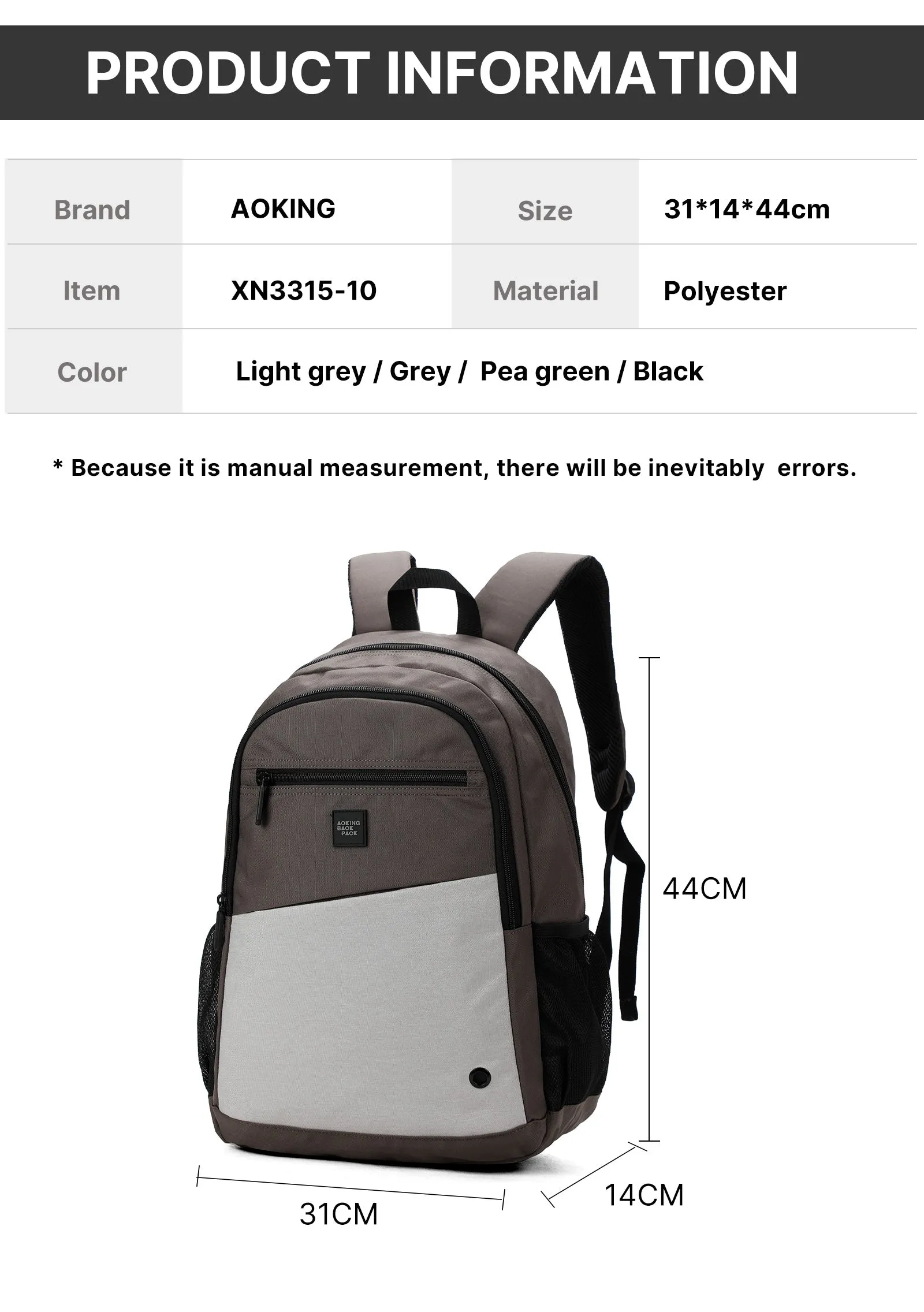 Aoking Backpack Casual Backpack Student Bag XN3315-10