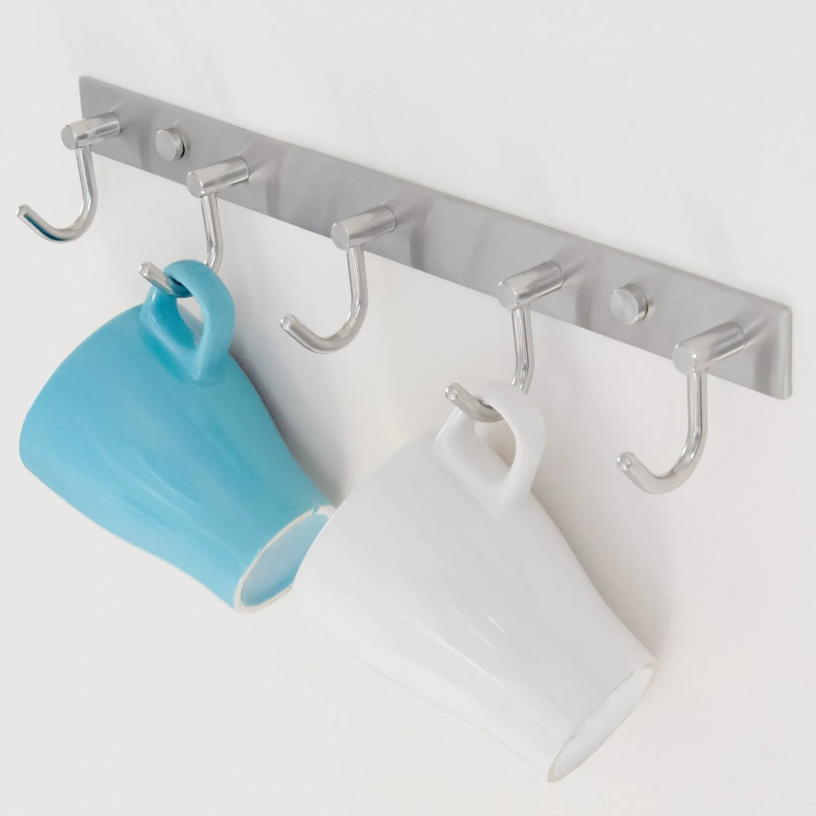 Arks Royal Wall Coat Hooks Solid Stainless Steel Hanger Rail Durable Hook Rack for Clothes, Bags or Keys, Brushed Stainless Steel Finish, 8 Hooks