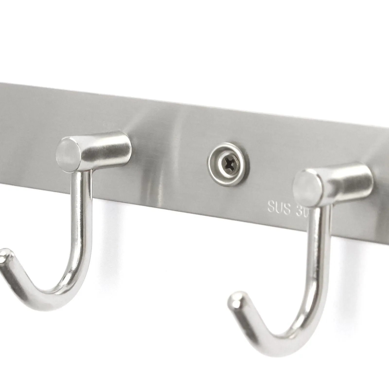 Arks Royal Wall Coat Hooks Solid Stainless Steel Hanger Rail Durable Hook Rack for Clothes, Bags or Keys, Brushed Stainless Steel Finish, 8 Hooks