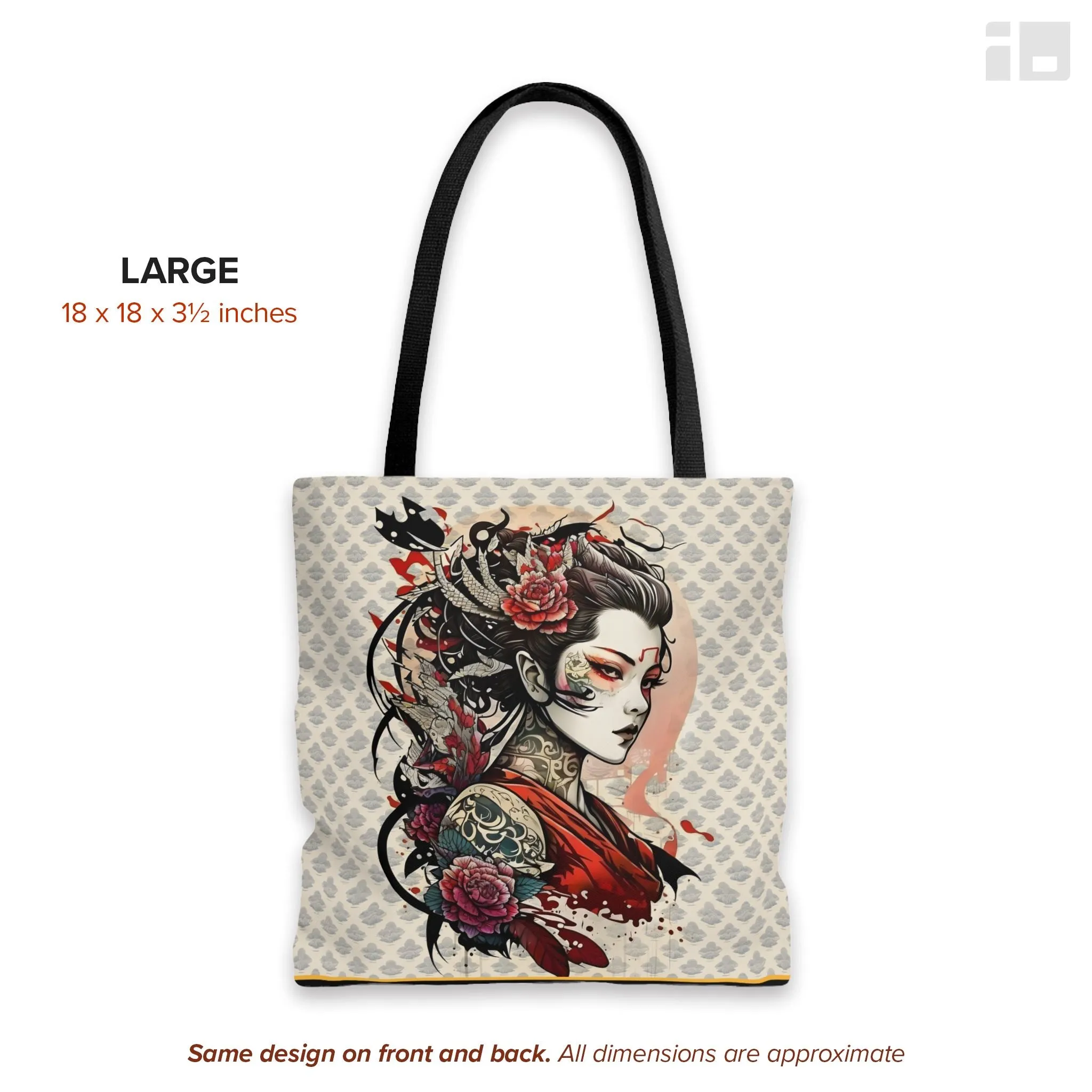 Beautiful Japanese Geisha Tattoo Inspired Design Canvas Tote Bag