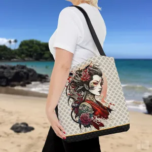 Beautiful Japanese Geisha Tattoo Inspired Design Canvas Tote Bag