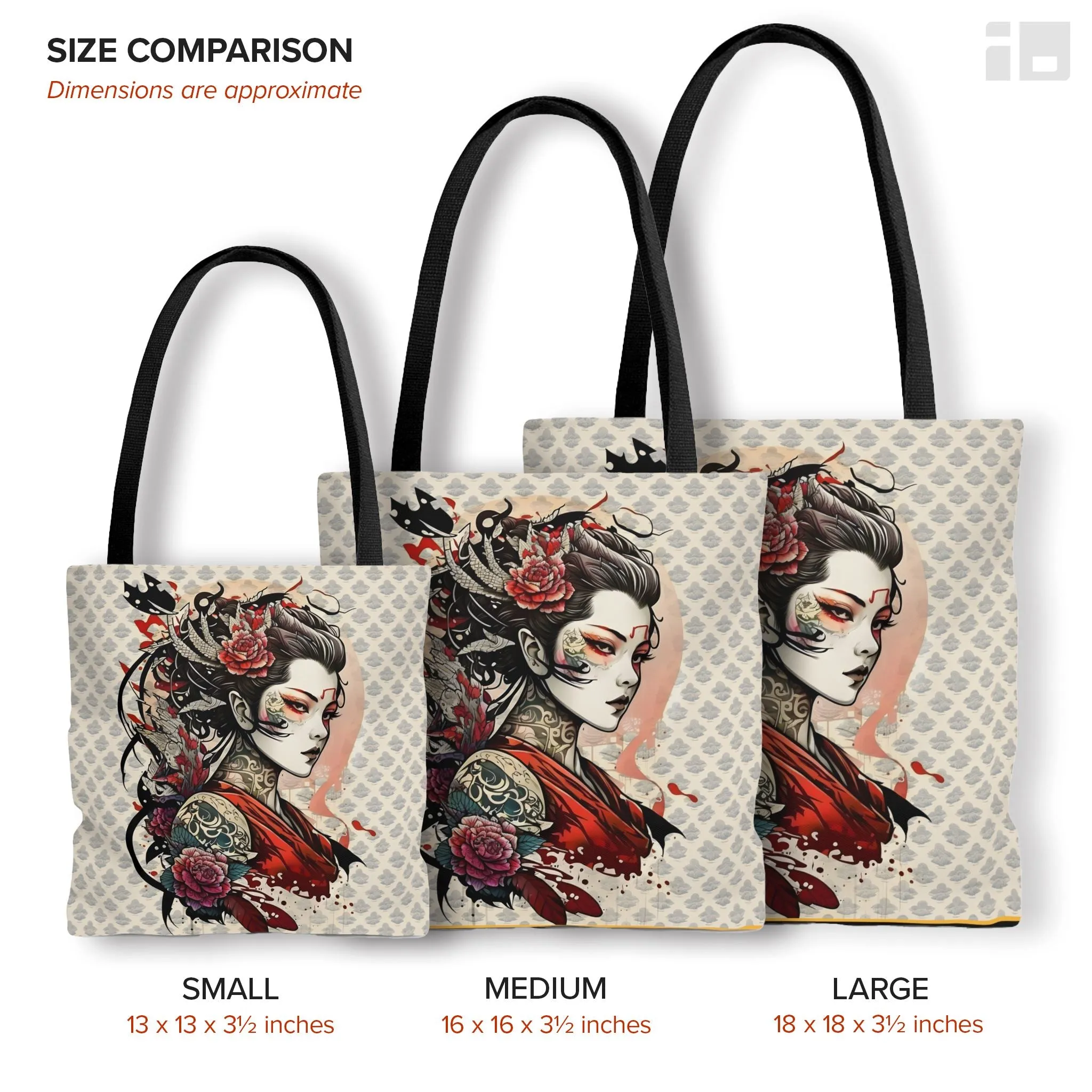 Beautiful Japanese Geisha Tattoo Inspired Design Canvas Tote Bag