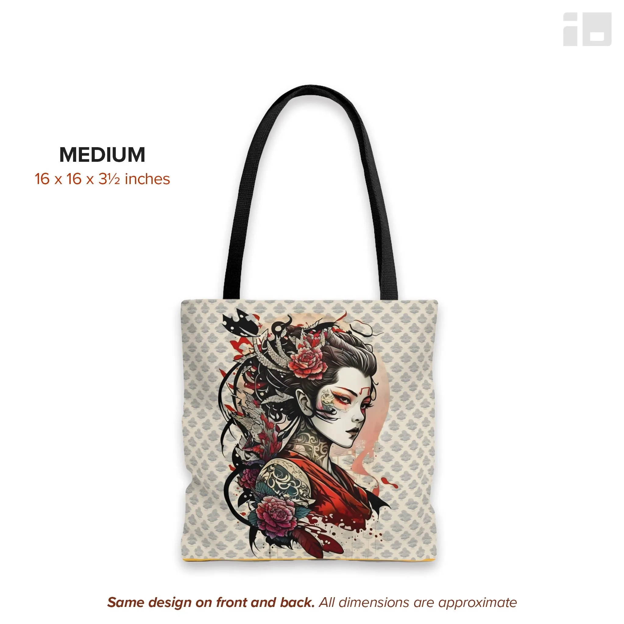 Beautiful Japanese Geisha Tattoo Inspired Design Canvas Tote Bag