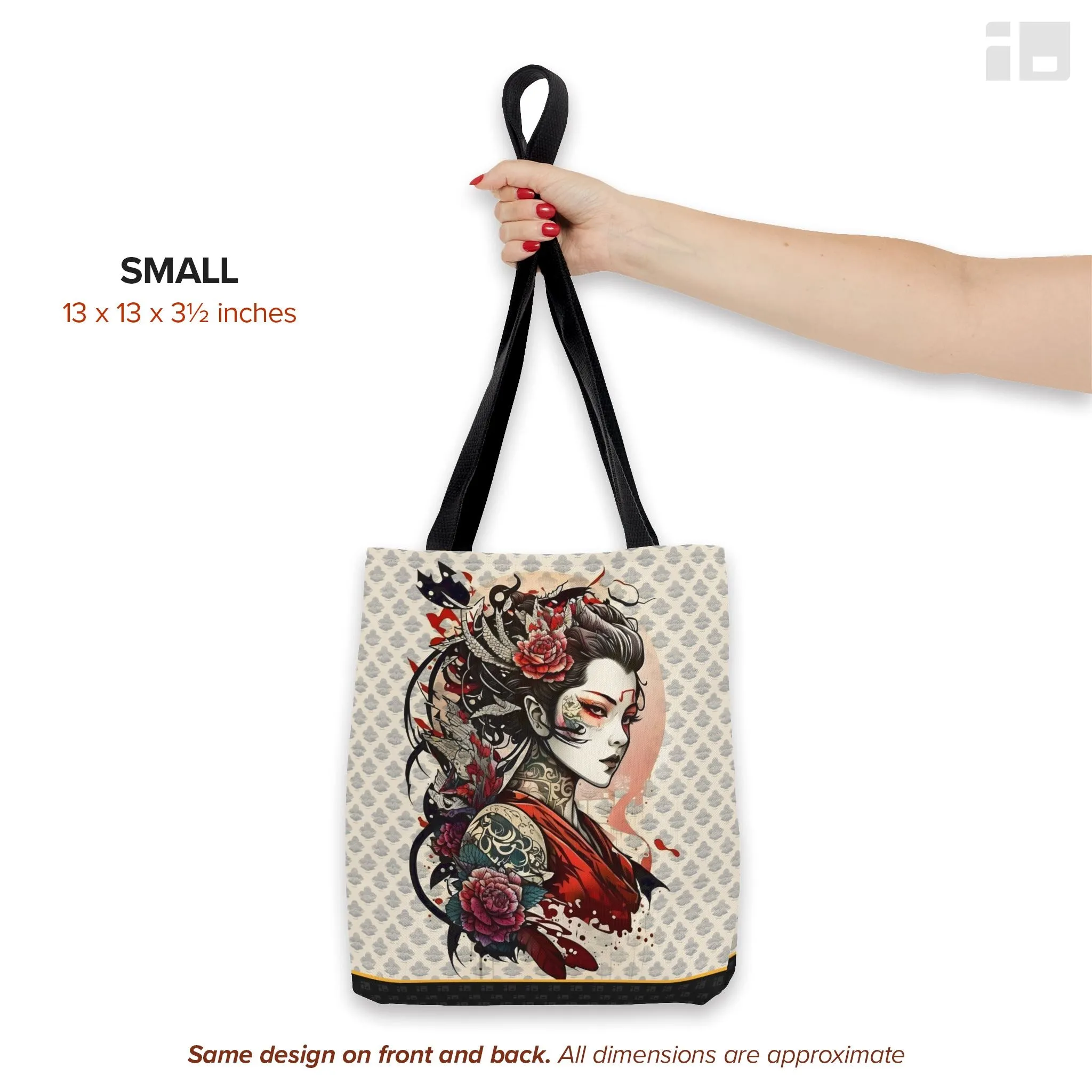 Beautiful Japanese Geisha Tattoo Inspired Design Canvas Tote Bag