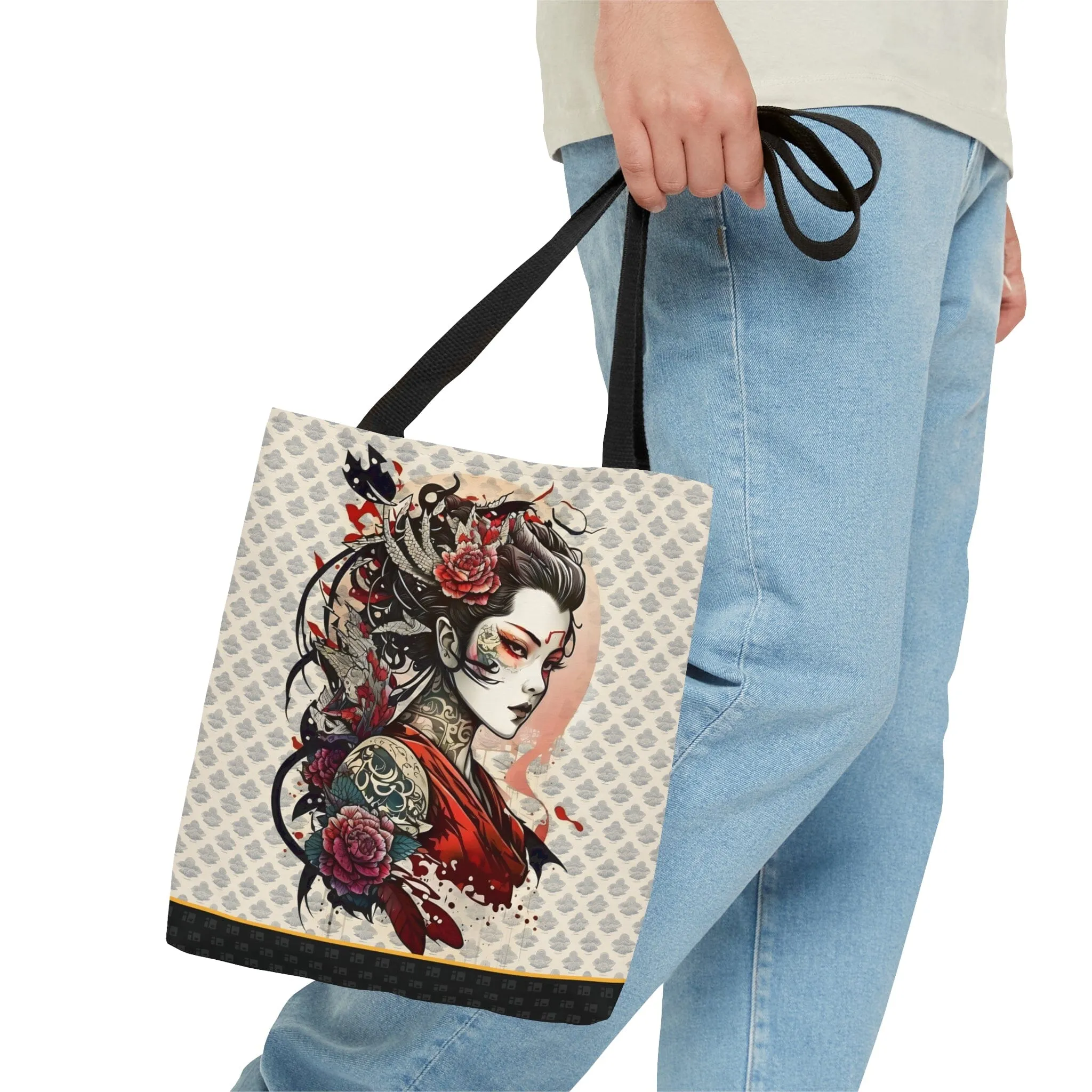Beautiful Japanese Geisha Tattoo Inspired Design Canvas Tote Bag