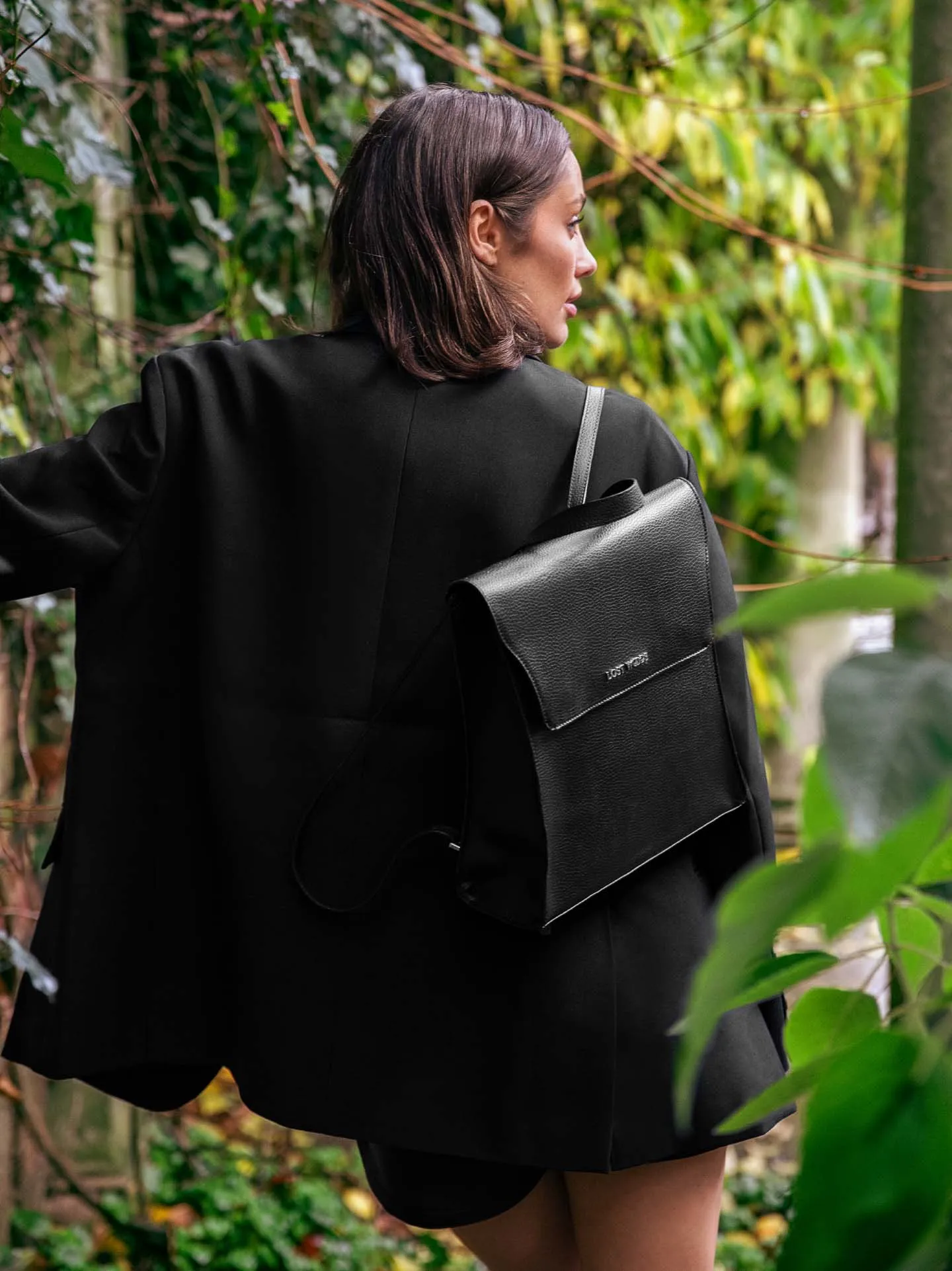 Birch MIRUM® Leather Vegan Backpack | Black & Silver
