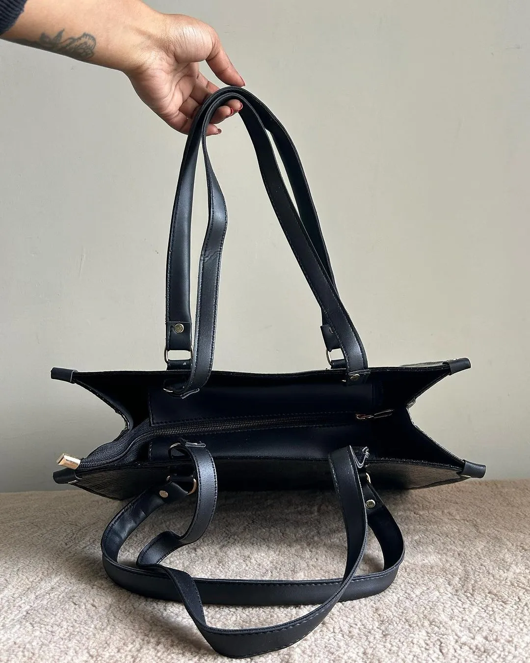 Black Croco-Print Tote Bag!