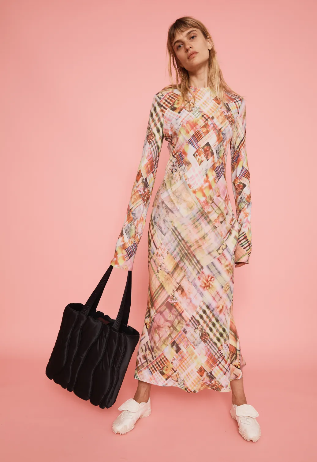 BLACK SATIN CATERPILLAR TOTE