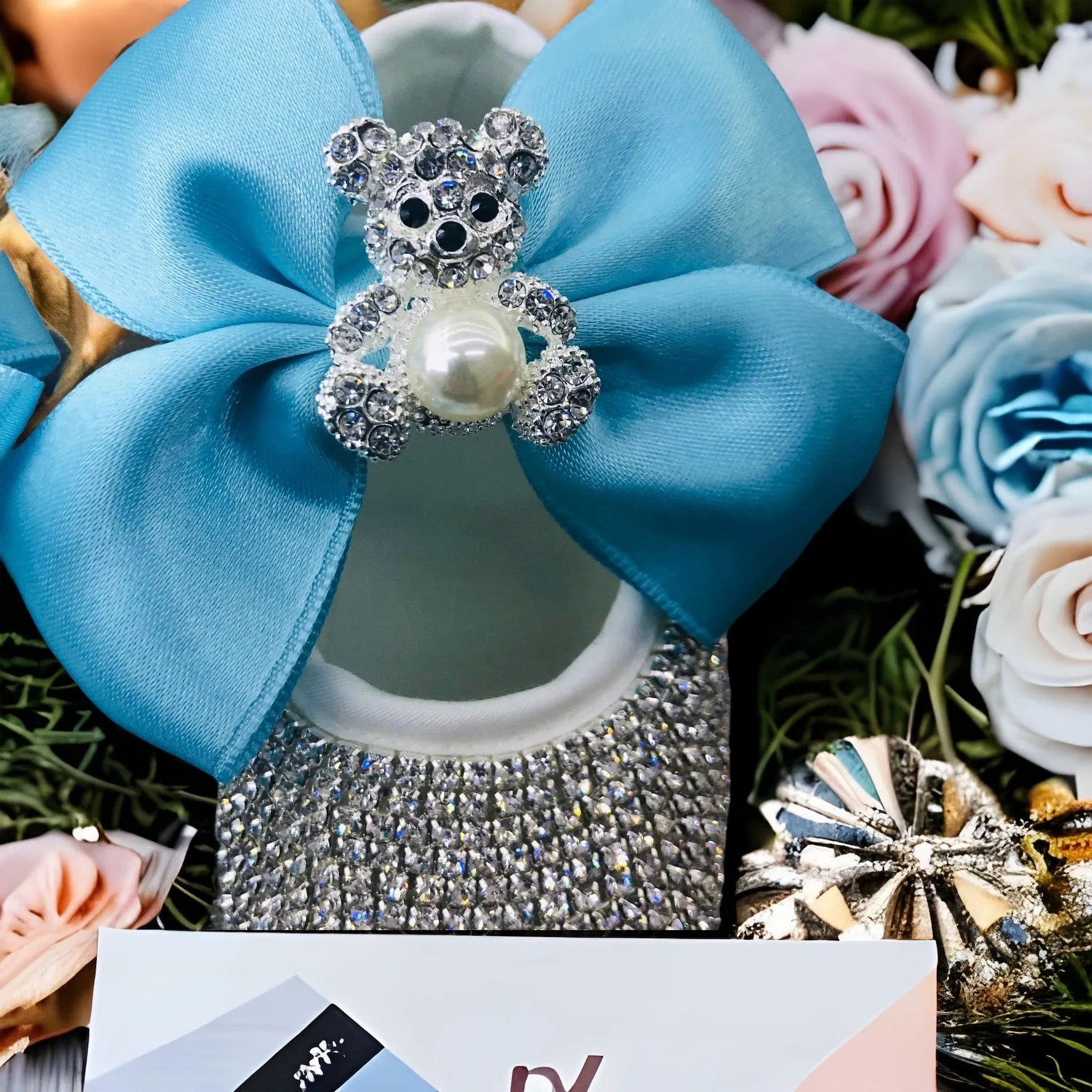 Bling Teddy Bear Baby Shoes and Headband