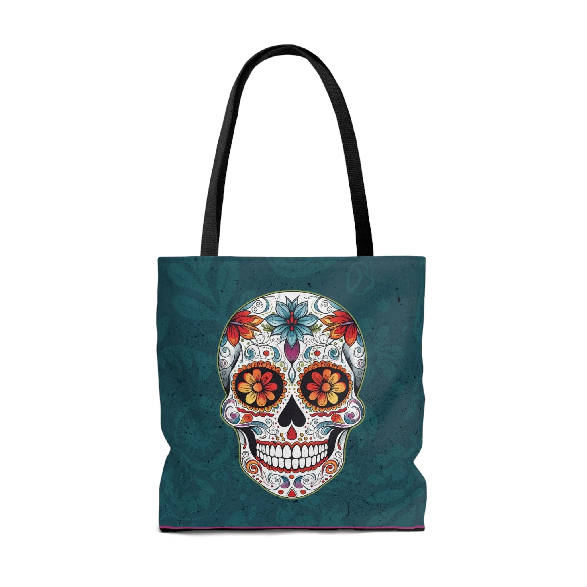 Blue Traditional Mexican Sugar Skull Tattoo Tote Bag
