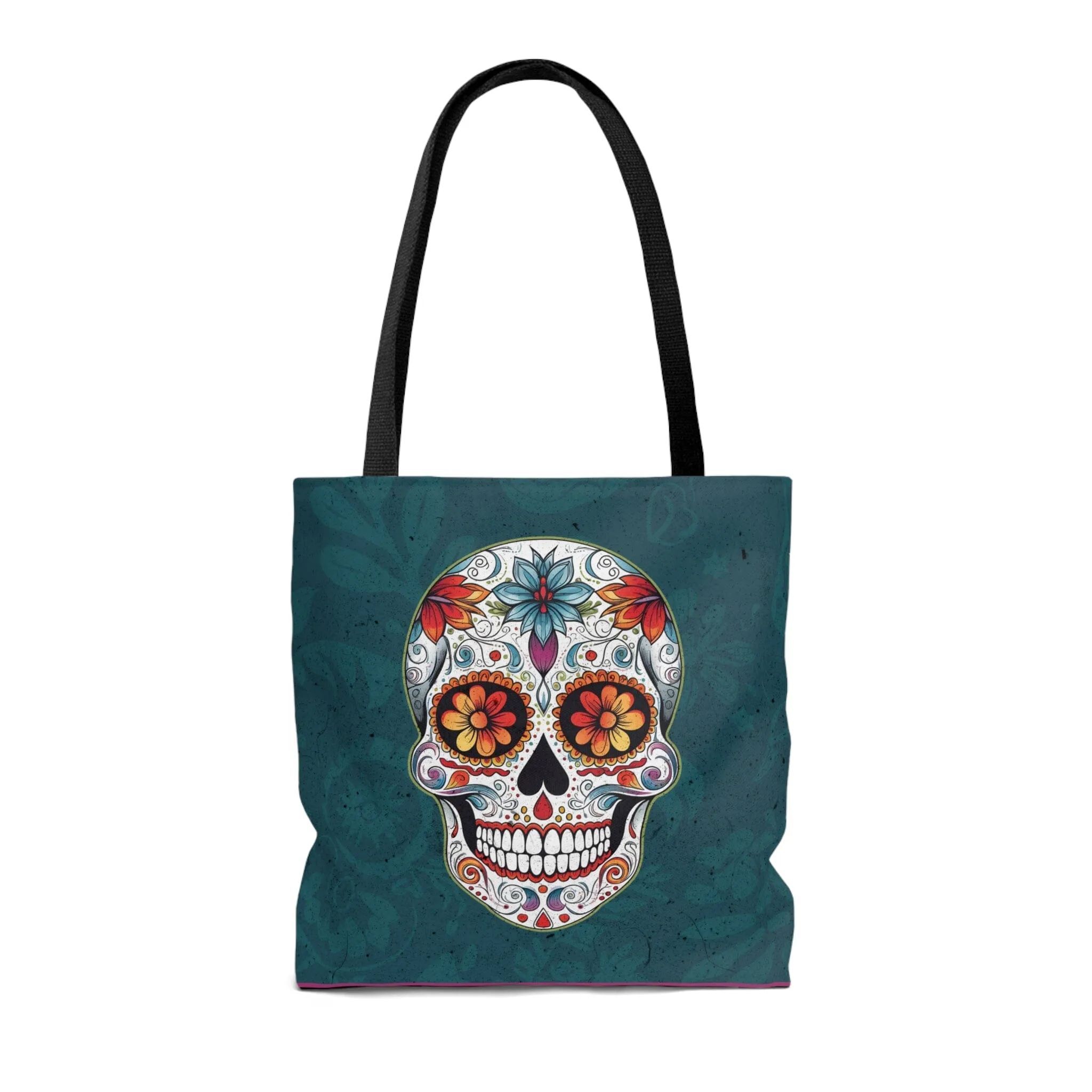 Blue Traditional Mexican Sugar Skull Tattoo Tote Bag