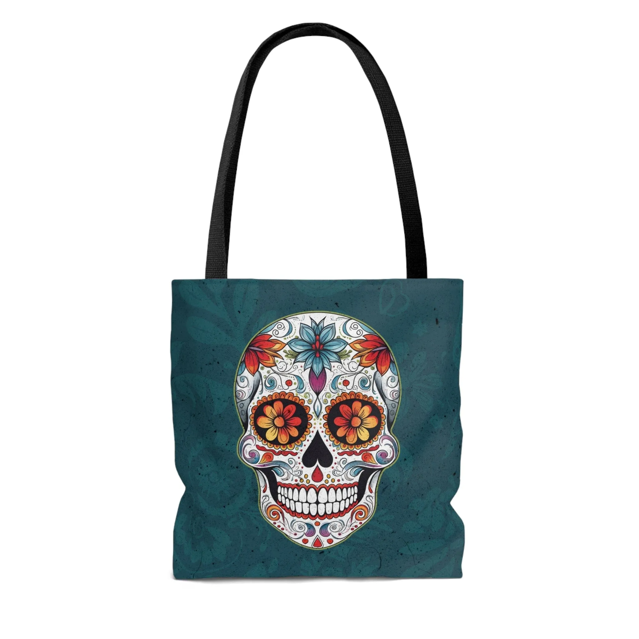 Blue Traditional Mexican Sugar Skull Tattoo Tote Bag