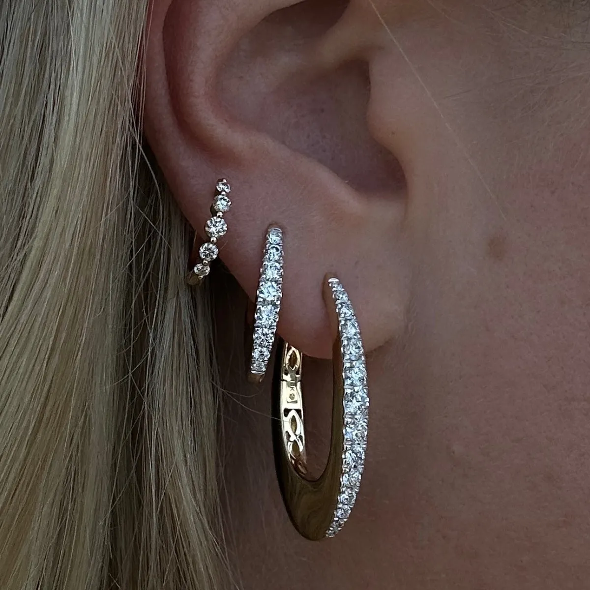 Bold Gold Graduating Diamond Hoops