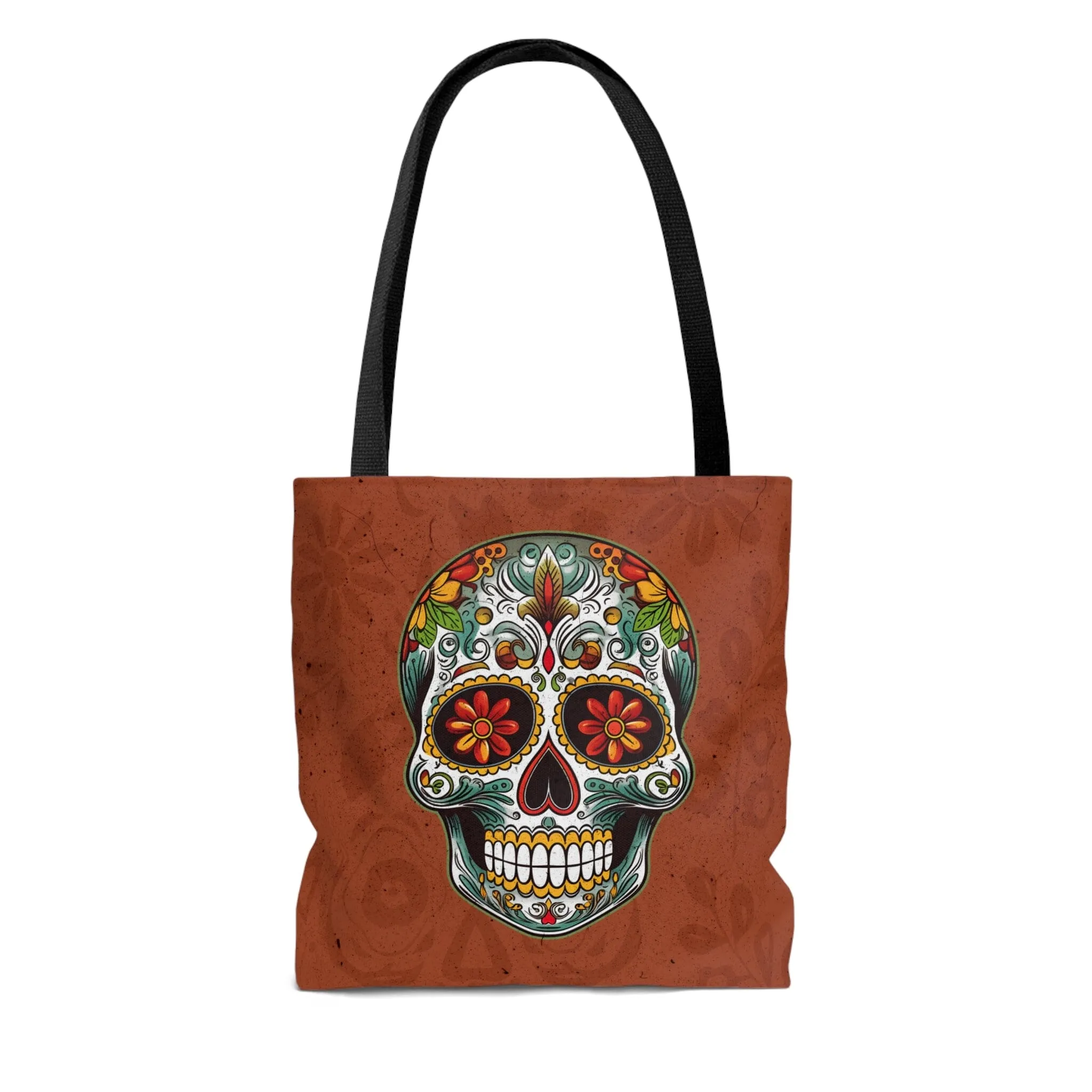 Brick Brown Mexican Sugar Skull Tattoo Tote Bag