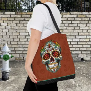 Brick Brown Mexican Sugar Skull Tattoo Tote Bag