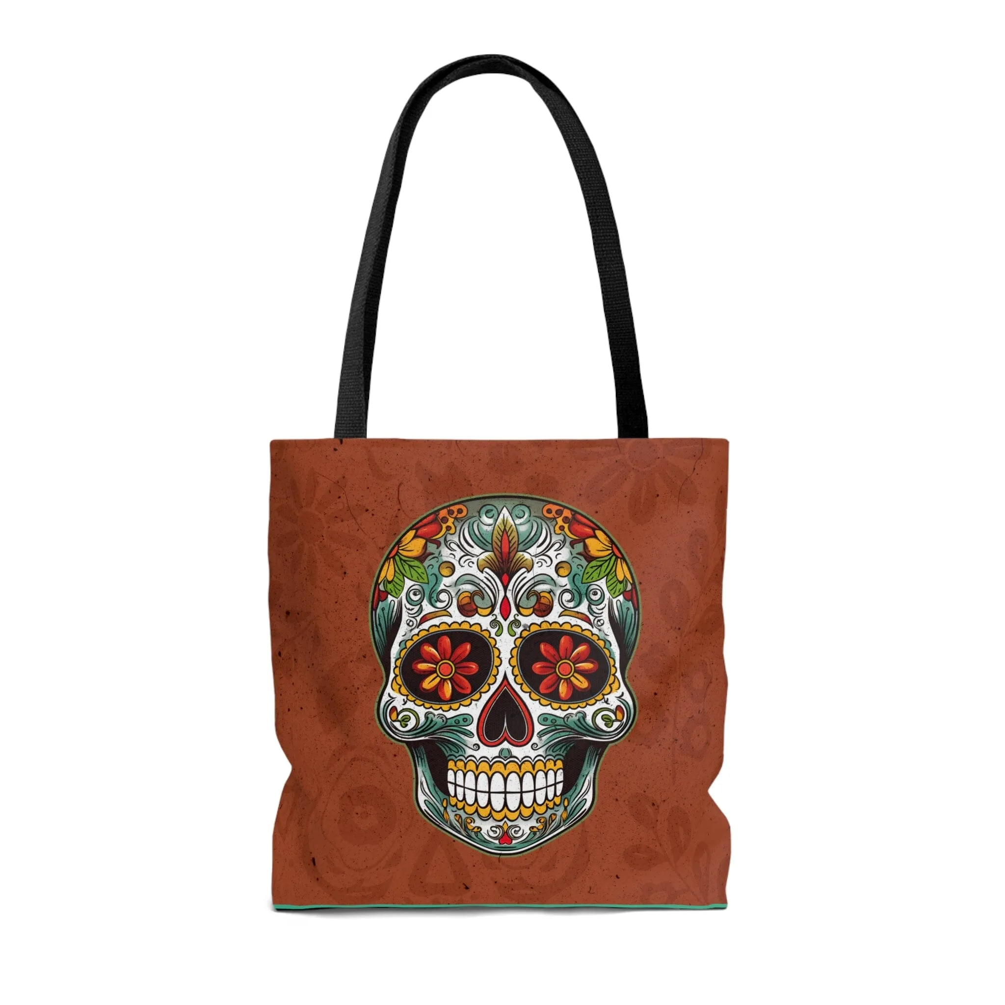 Brick Brown Mexican Sugar Skull Tattoo Tote Bag