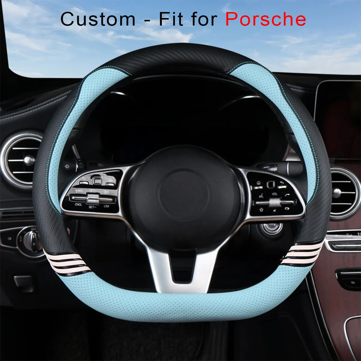Car Steering Wheel Cover 2023 Update Version, Custom Fit For Your Cars, Premium Leather Car Steering Wheel Cover with Logo, Car Accessories