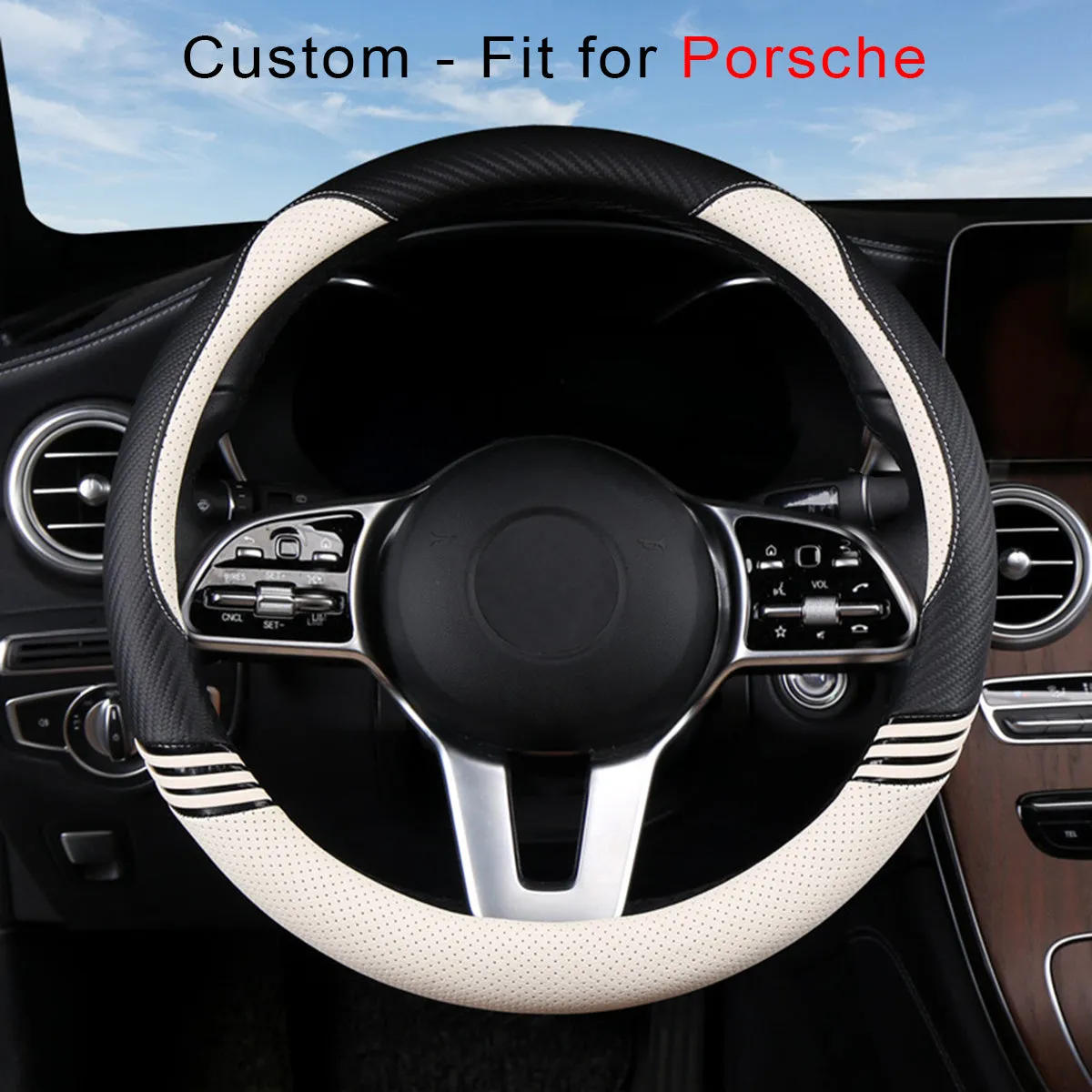 Car Steering Wheel Cover 2023 Update Version, Custom Fit For Your Cars, Premium Leather Car Steering Wheel Cover with Logo, Car Accessories