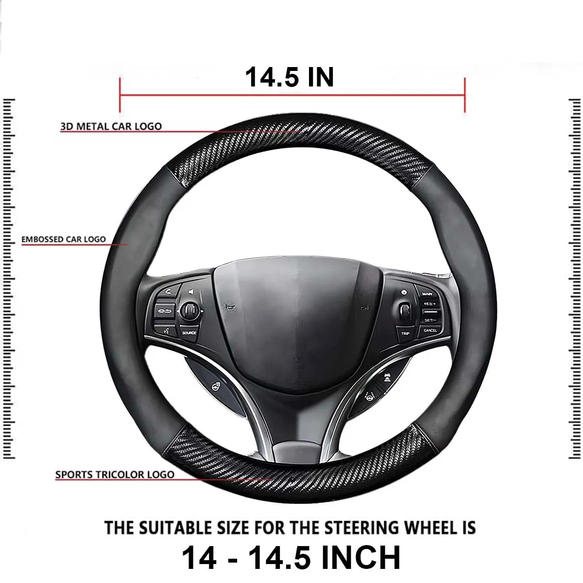 Car Steering Wheel Cover 2023 Update Version, Custom Fit For Your Cars, Premium Leather Car Steering Wheel Cover with Logo, Car Accessories