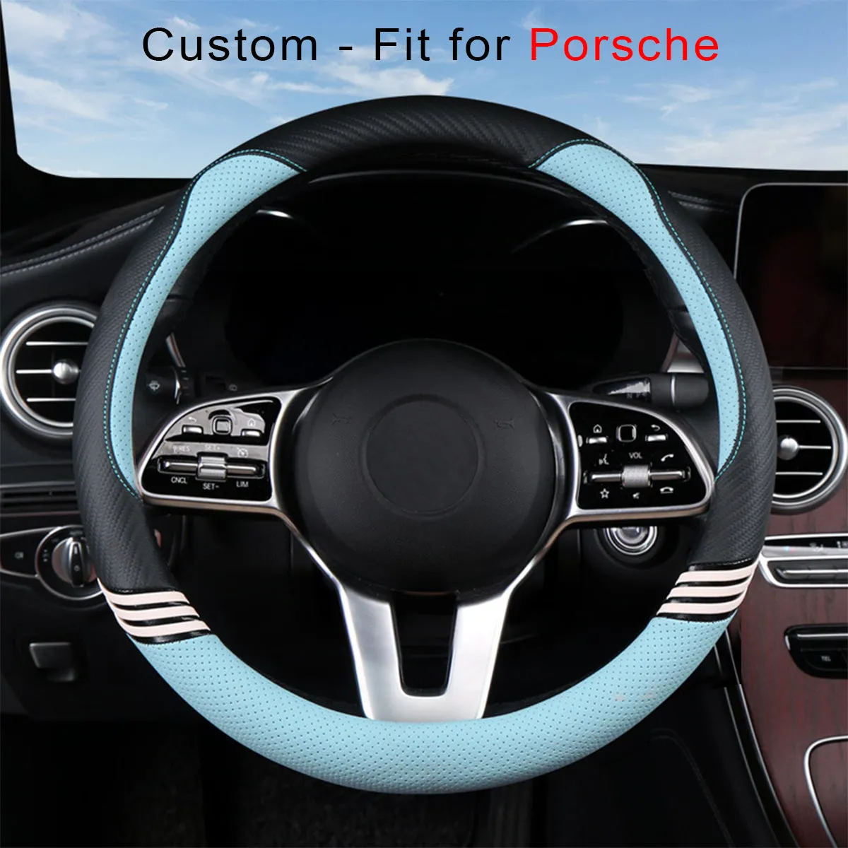 Car Steering Wheel Cover 2023 Update Version, Custom Fit For Your Cars, Premium Leather Car Steering Wheel Cover with Logo, Car Accessories