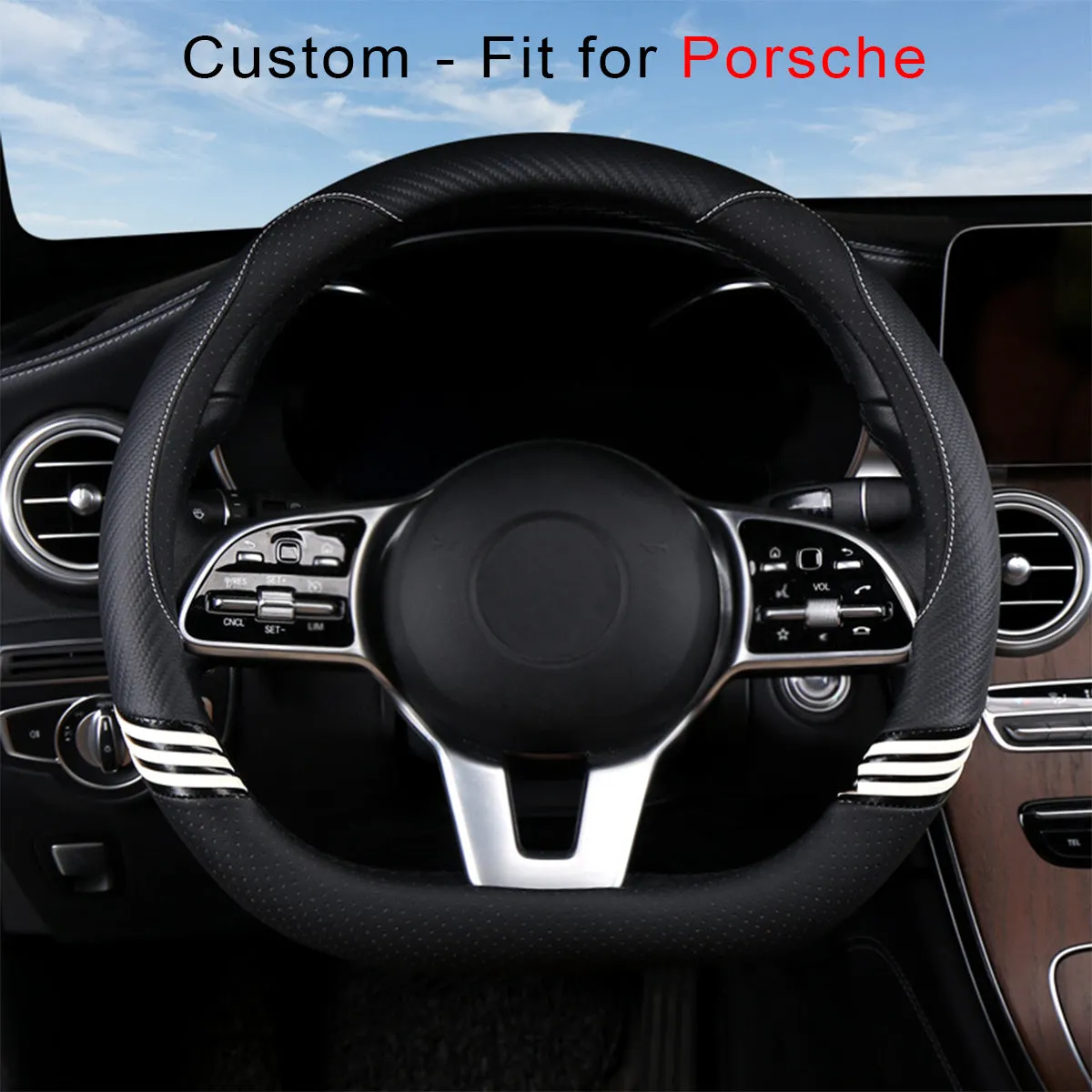 Car Steering Wheel Cover 2023 Update Version, Custom Fit For Your Cars, Premium Leather Car Steering Wheel Cover with Logo, Car Accessories