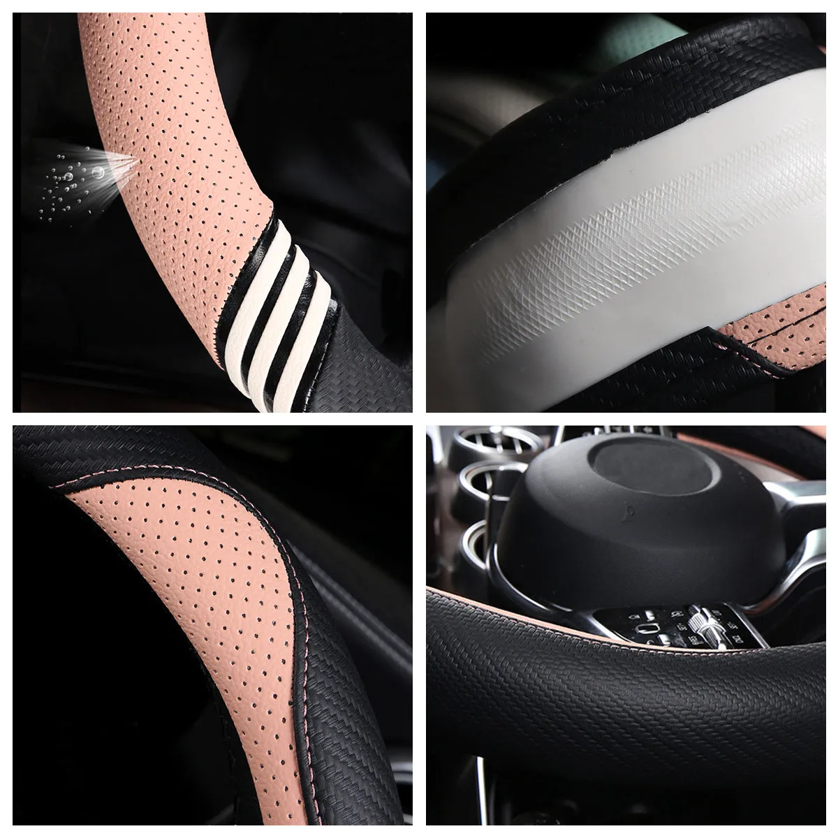 Car Steering Wheel Cover 2023 Update Version, Custom Fit For Your Cars, Premium Leather Car Steering Wheel Cover with Logo, Car Accessories
