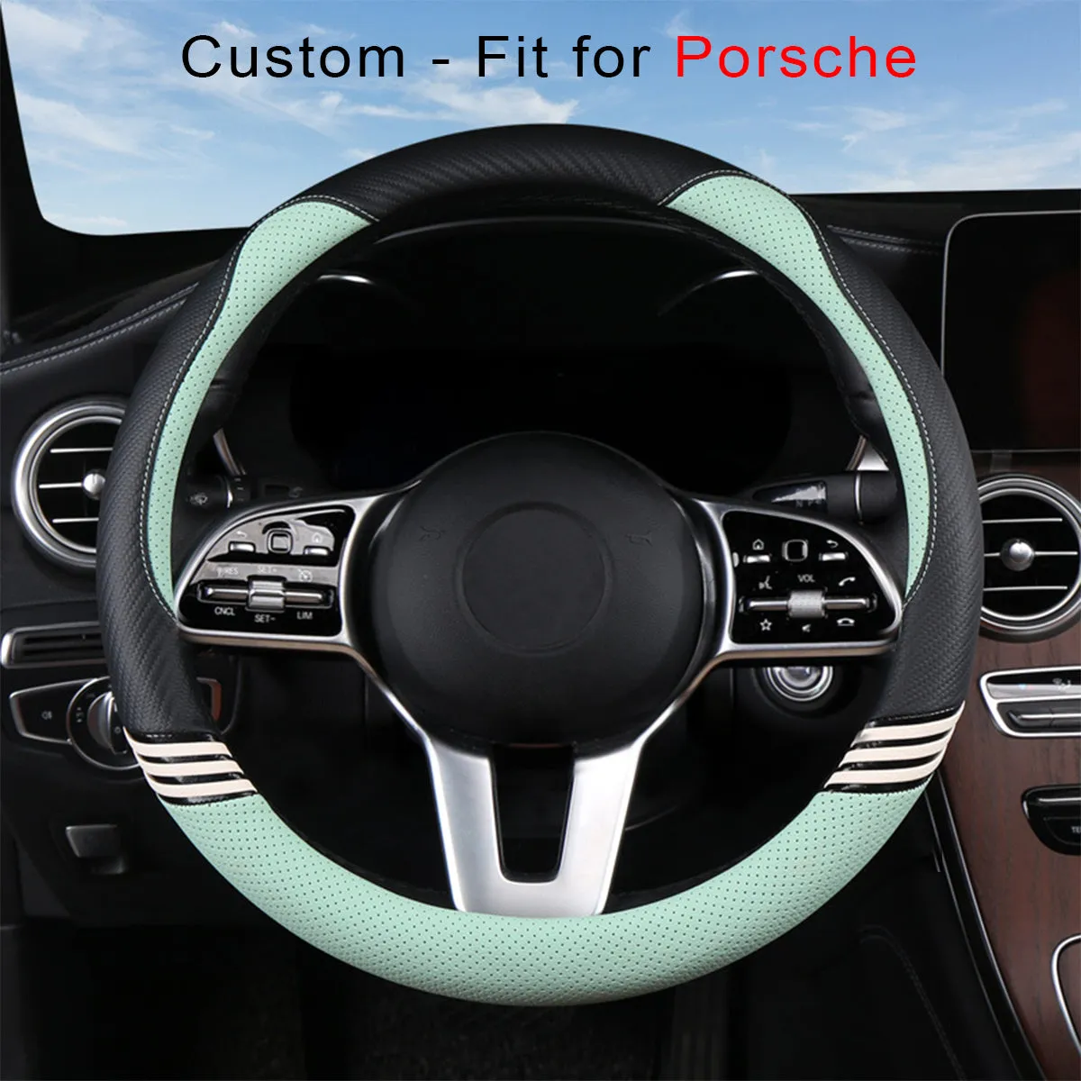 Car Steering Wheel Cover 2023 Update Version, Custom Fit For Your Cars, Premium Leather Car Steering Wheel Cover with Logo, Car Accessories