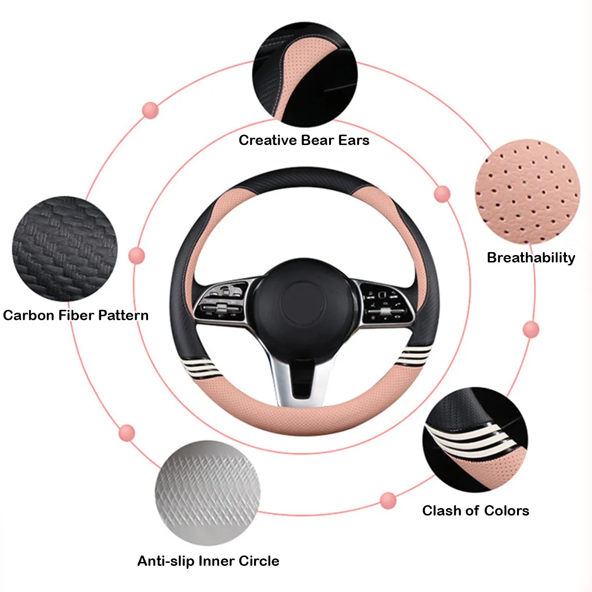 Car Steering Wheel Cover 2023 Update Version, Custom Fit For Your Cars, Premium Leather Car Steering Wheel Cover with Logo, Car Accessories