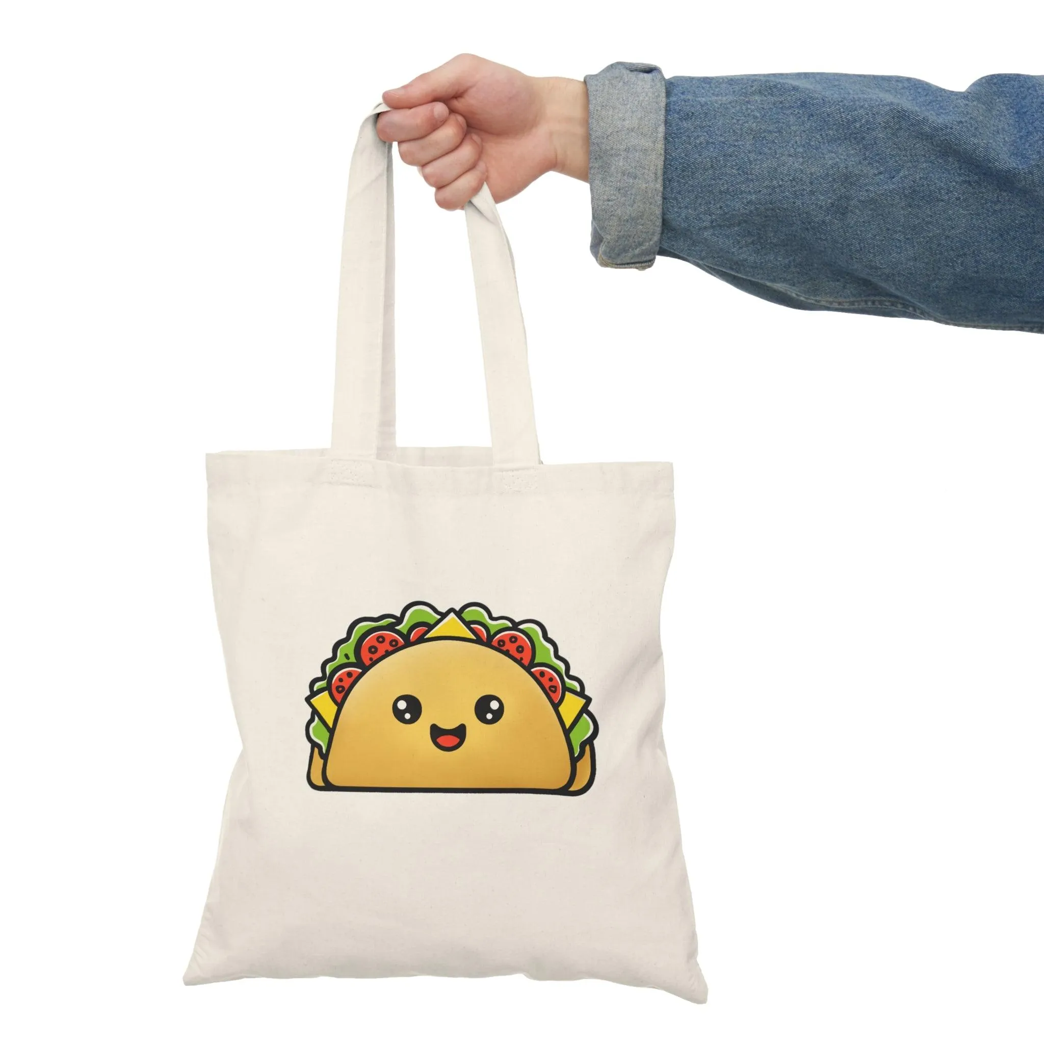 Cartoon Taco Tote – Funny Recycled Cotton Foodie Bag