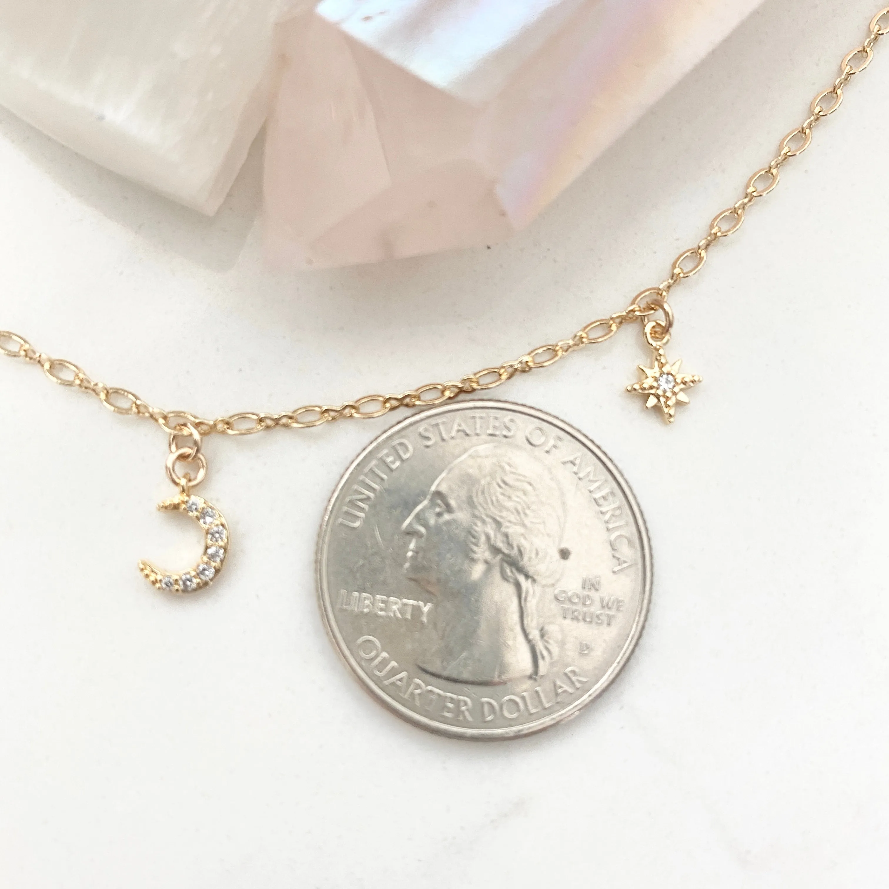 Chanelle Moon And Star Dangly Necklace