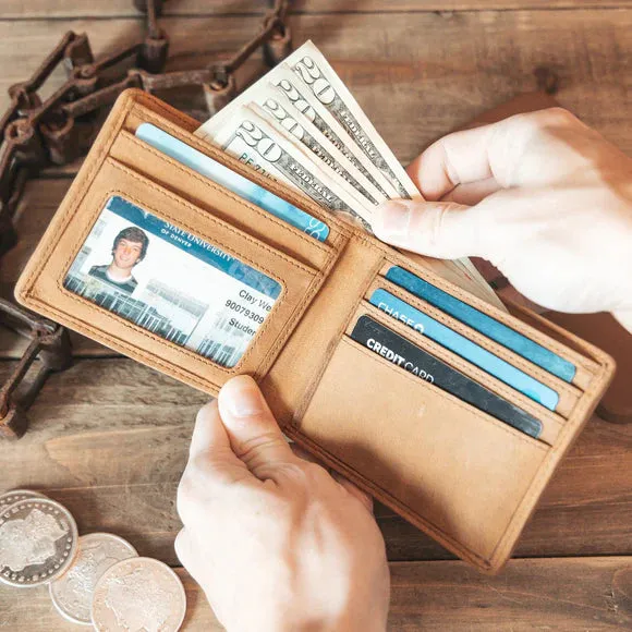 Charlie | Bi-Fold Leather Wallet with RFID Blocking Technology | Hair-On Cowhide Accents