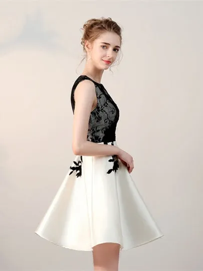 Cheap Scoop Appliques Lace Short Homecoming Dress