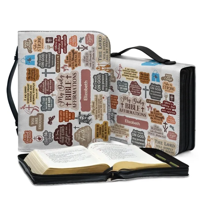 Christianartbag Bible Cover - My Bible Affirmations Bible Cover - Personalized Bible Cover - My Faith Affirmations Bible Cover - CABBBCV01200923.