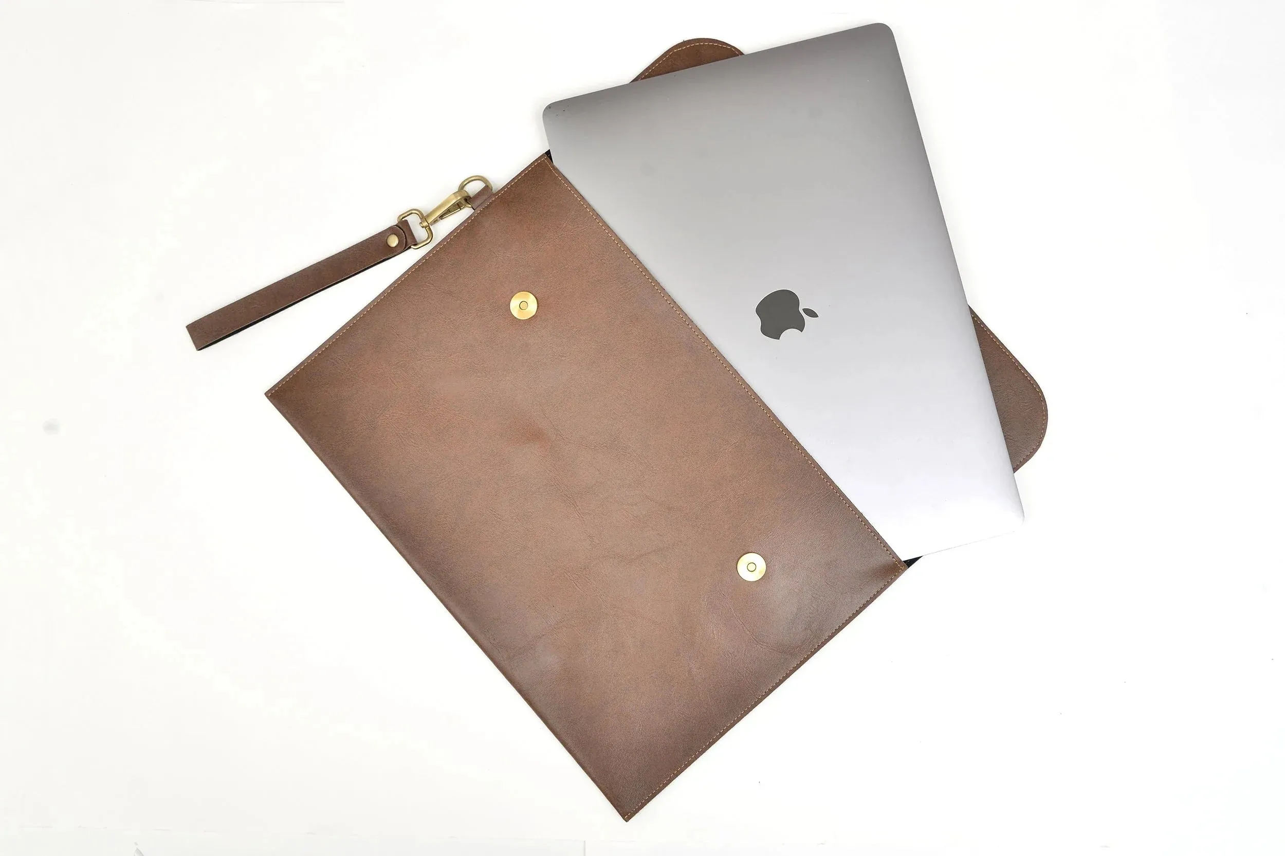 Classy Leather Customized Laptop or Macbook bag/ Sleeve  13.5 inches  - Brown