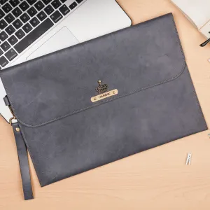 Classy Leather Customized Laptop or Macbook bag/ Sleeve  13.5 inches - Grey