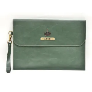 Classy Leather Customized Laptop or Macbook bag/ Sleeve  13.5 inches - Olive Green