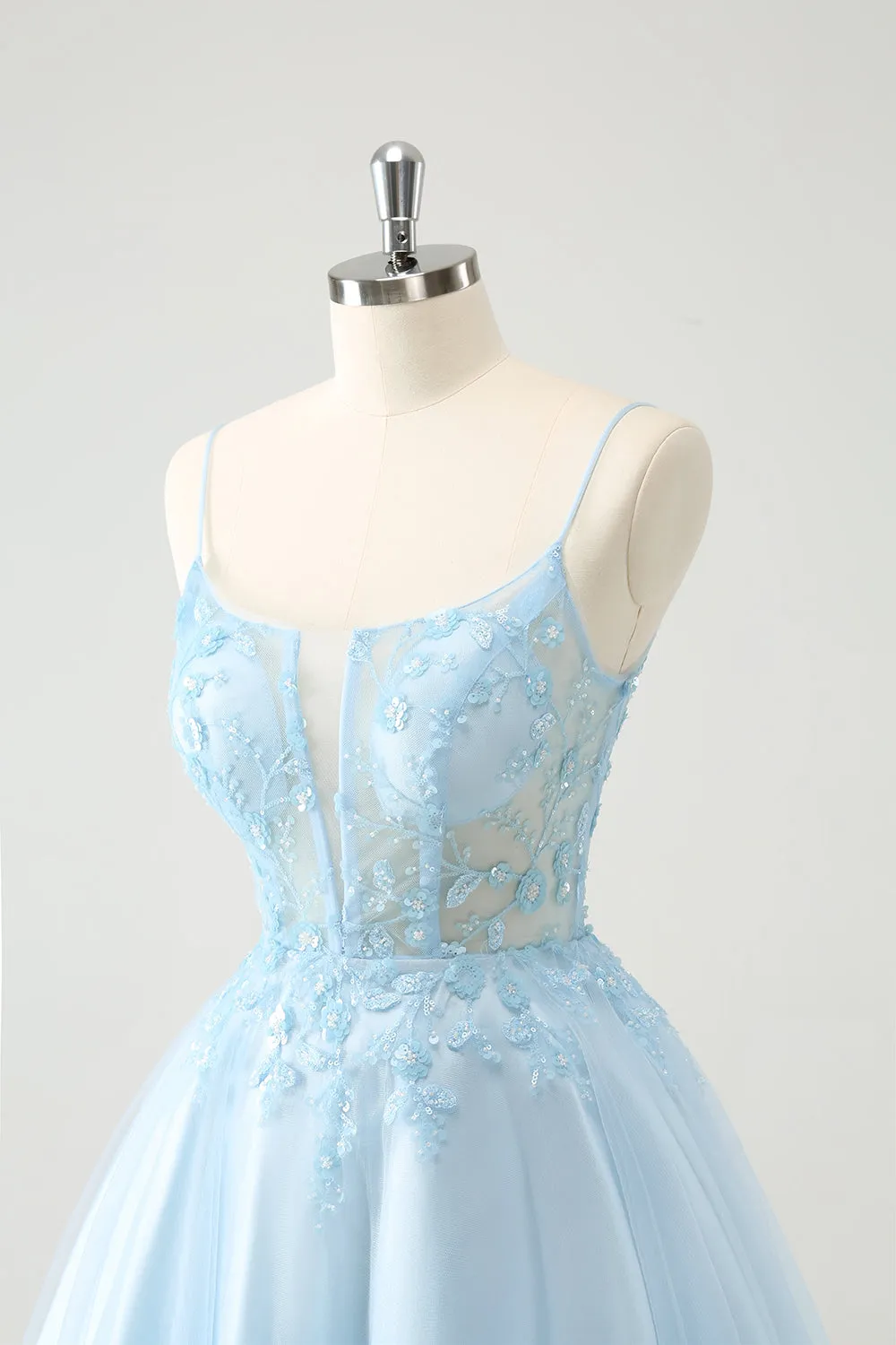 Cute Sparkly Blue A Line Sequins Corset Short Homecoming Dress with Lace Up Back