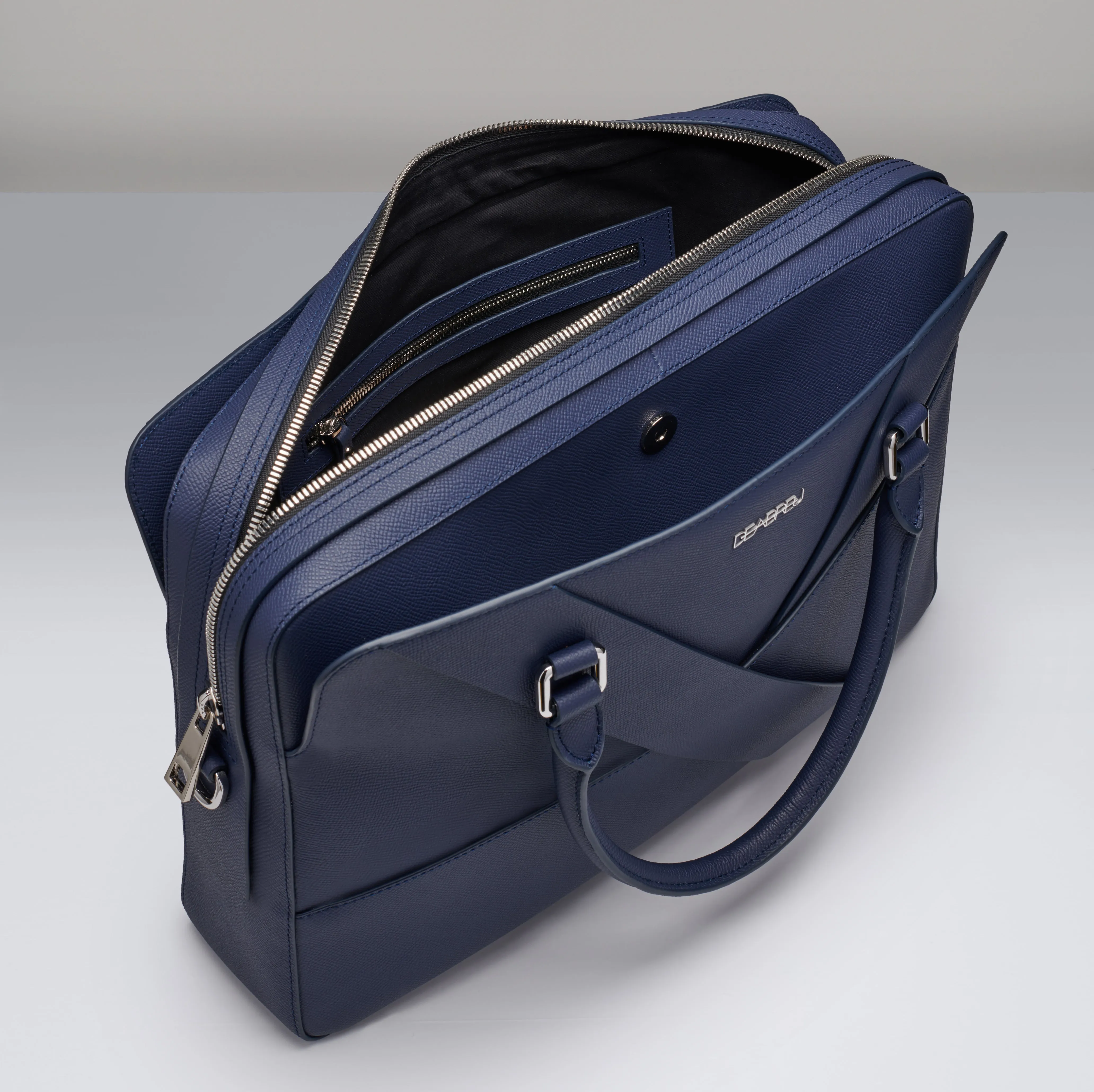 DIAGONAL BRIEFCASE BLUE SAFFIANO LEATHER