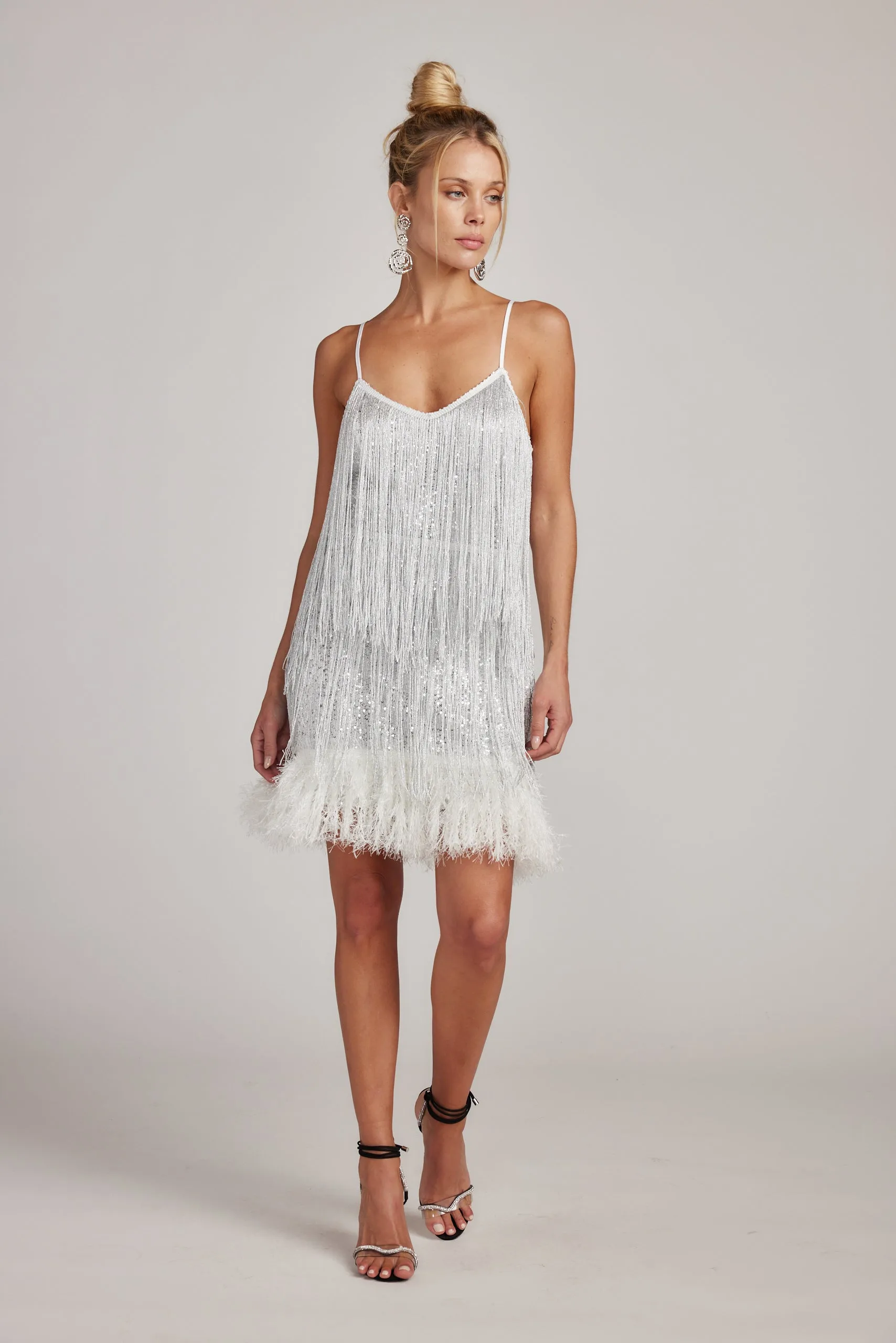 Disco Fever Silver Fringe Mini Dress