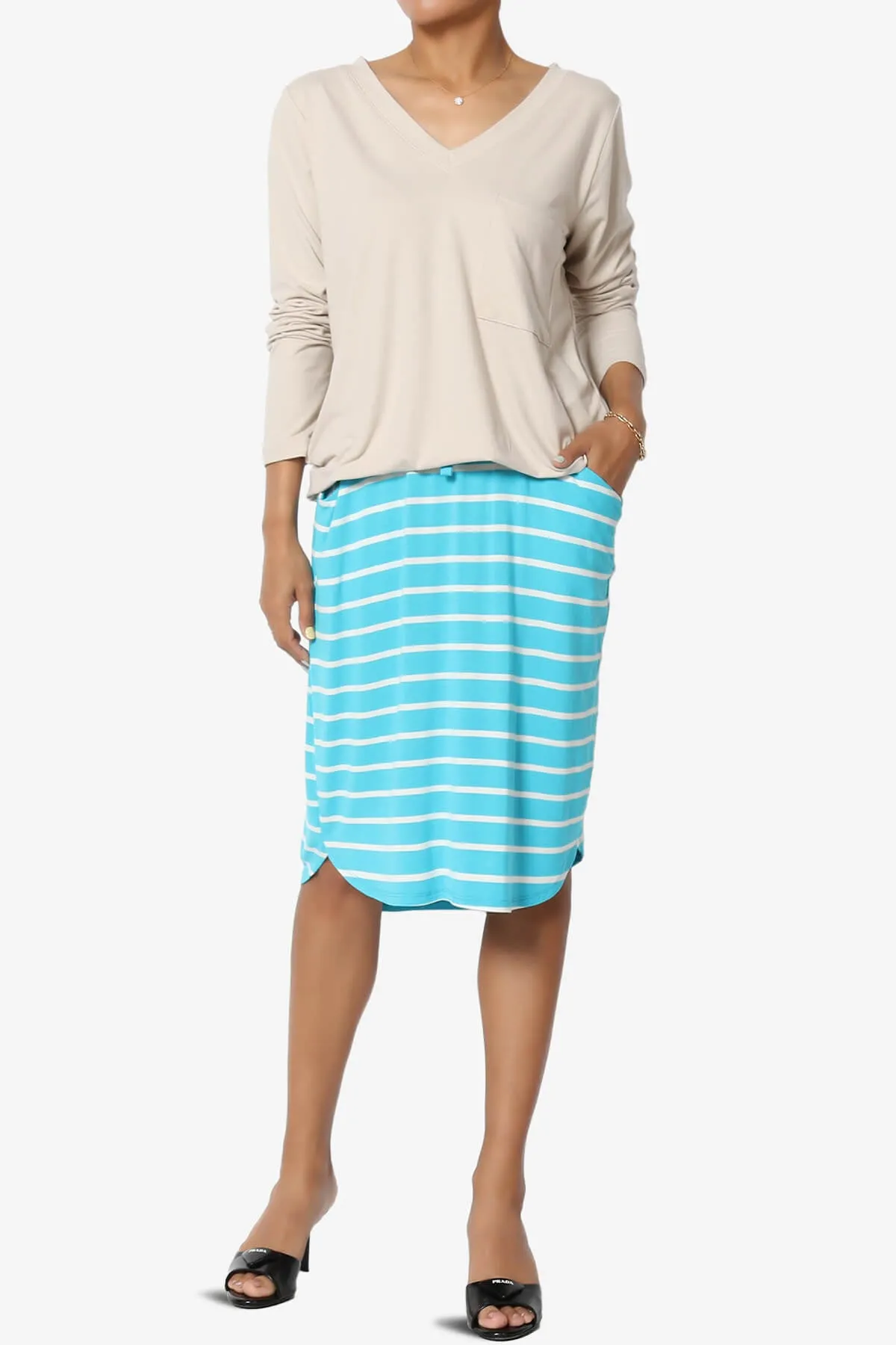 Eclipse Stripe Drawstring Midi Skirt